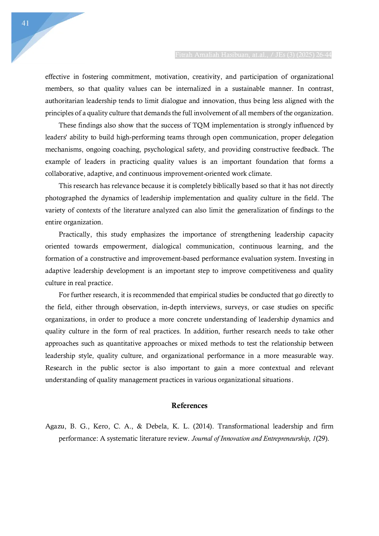 JURIS The Role of Leadership in Encouraging Quality and Performance