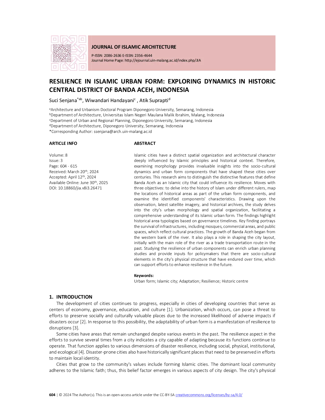 JURIS Resilience in Islamic Urban Form Exploring Dynamics in Historic Central District of Banda Aceh Indonesia