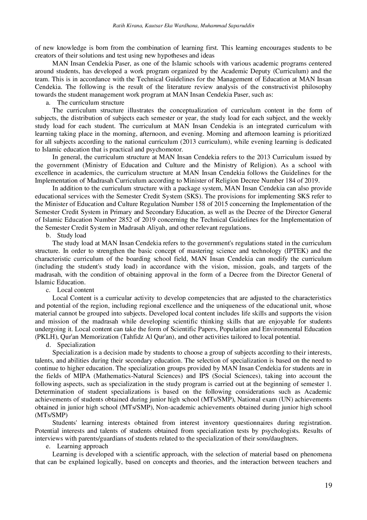 JURIS Analysis Of Constructivism Philosophy In Academic Student Management At Man Insan Cendekia Paser