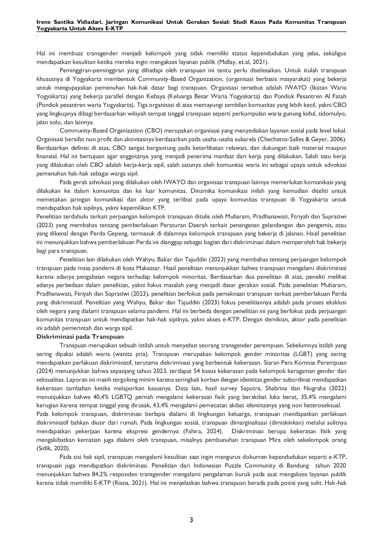 JURIS Jaringan Komunikasi Untuk Gerakan Sosial Studi Kasus pada Komunitas Transpuan Yogyakarta untuk Akses E KTP