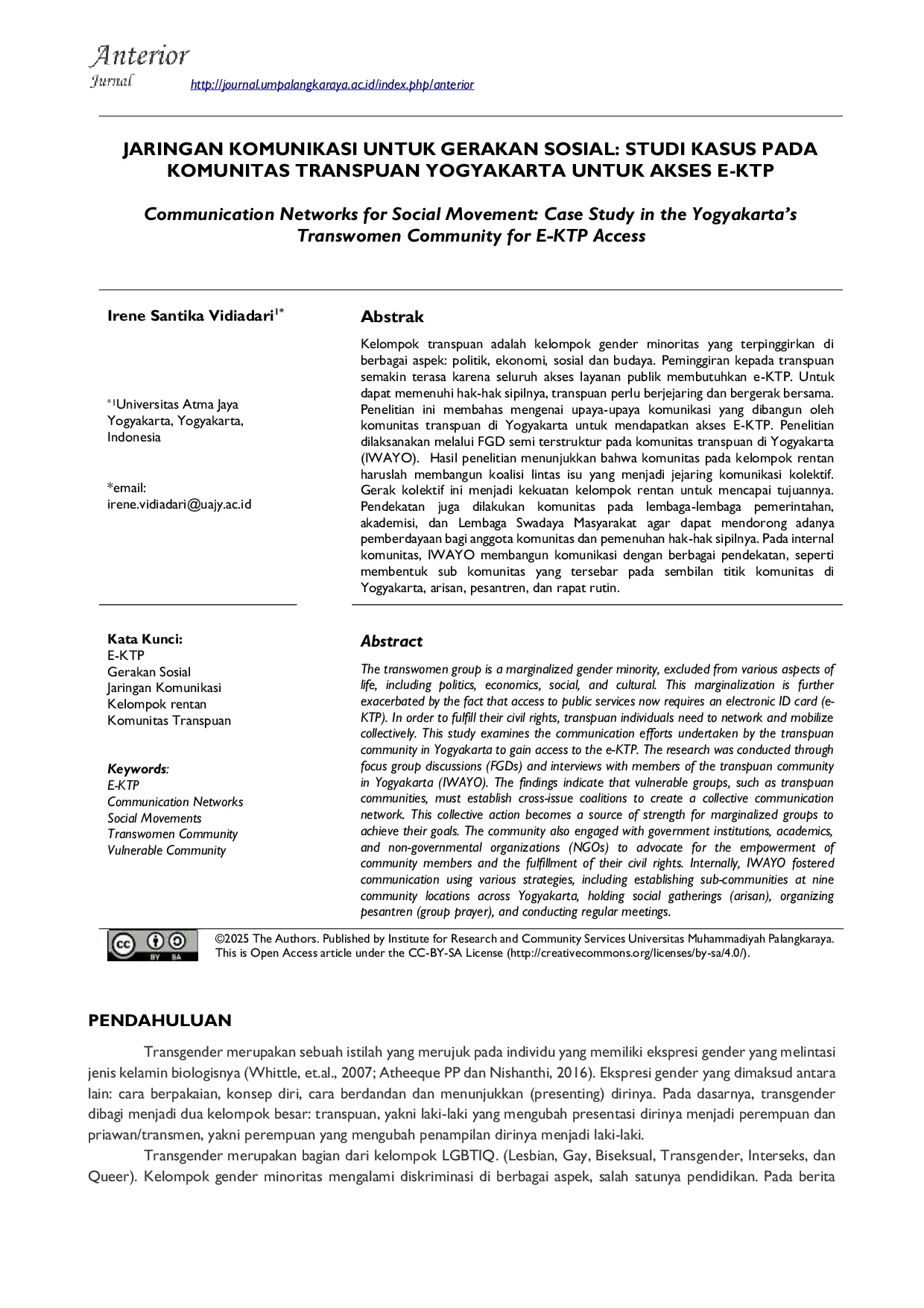 JURIS Jaringan Komunikasi Untuk Gerakan Sosial Studi Kasus pada Komunitas Transpuan Yogyakarta untuk Akses E KTP