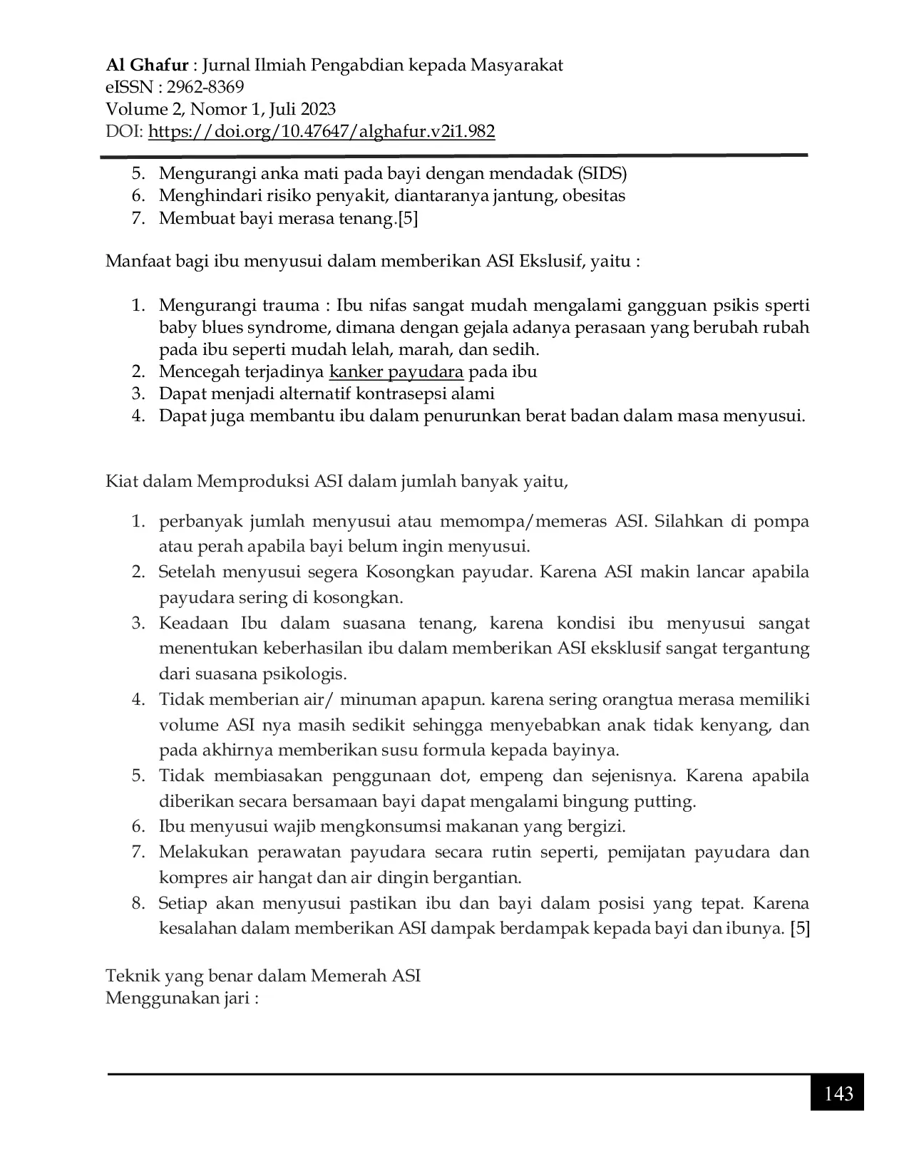 JURIS Keunggulan ASI Eksklusif Digampong Blang Miro Kecamatan Simpang Tiga Kabupaten Aceh Besar