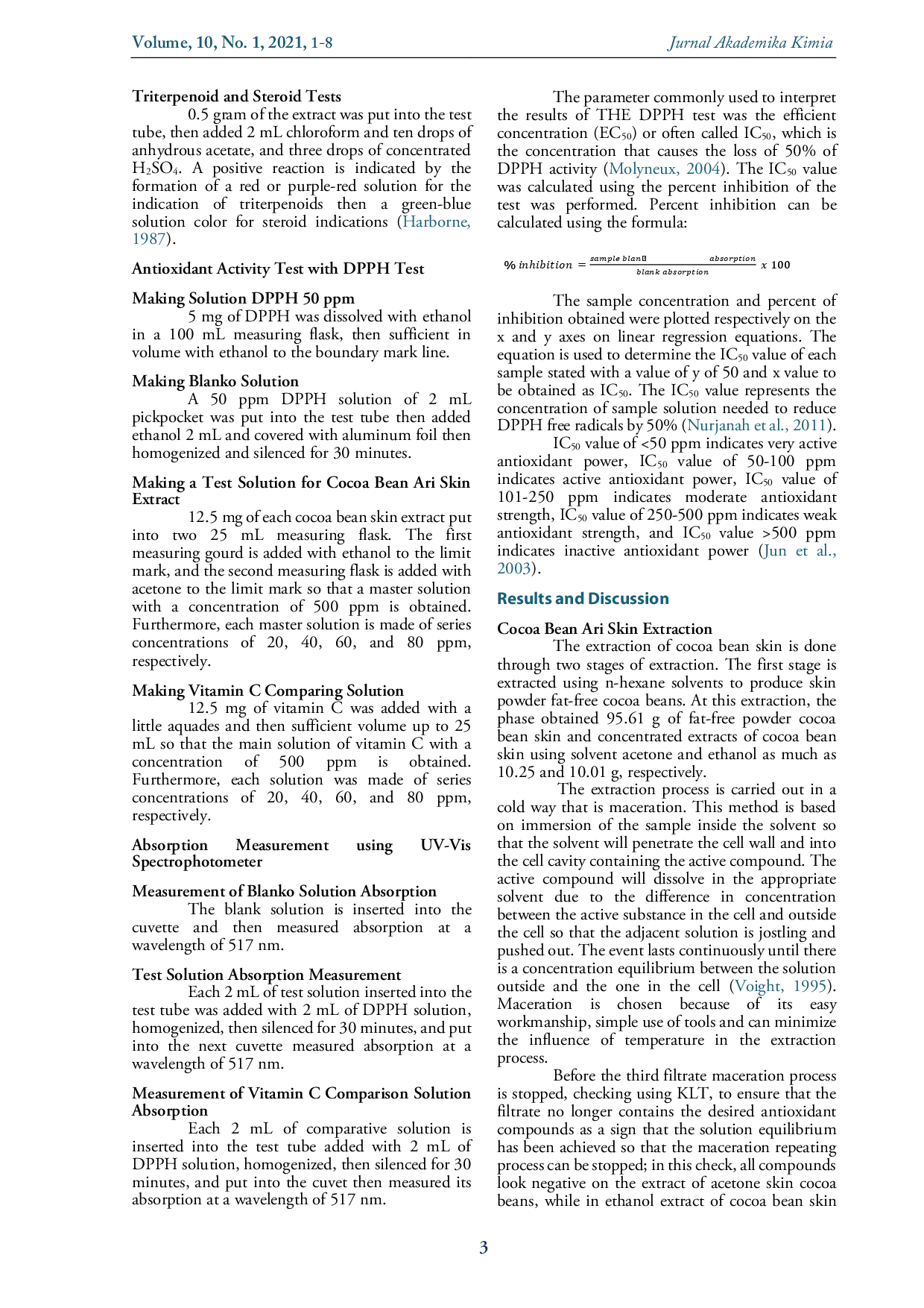 juris Antioxidant Activity Test of Acetone and Ethanol Extracts of Cocoa Theobroma cacao L Beans Husk