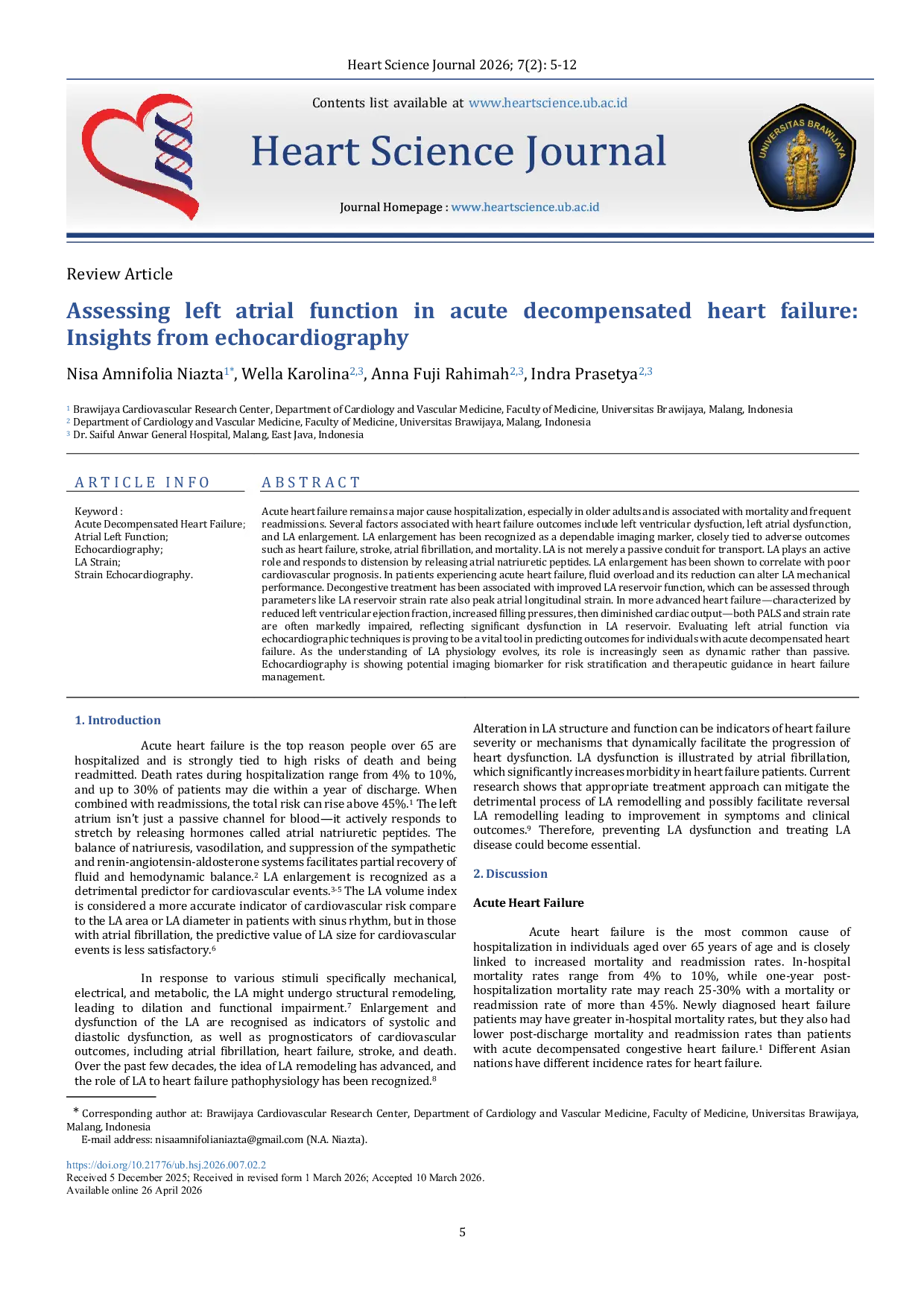 JURIS Assessing left atrial function in acute decompensated heart failure Insights from echocardiography
