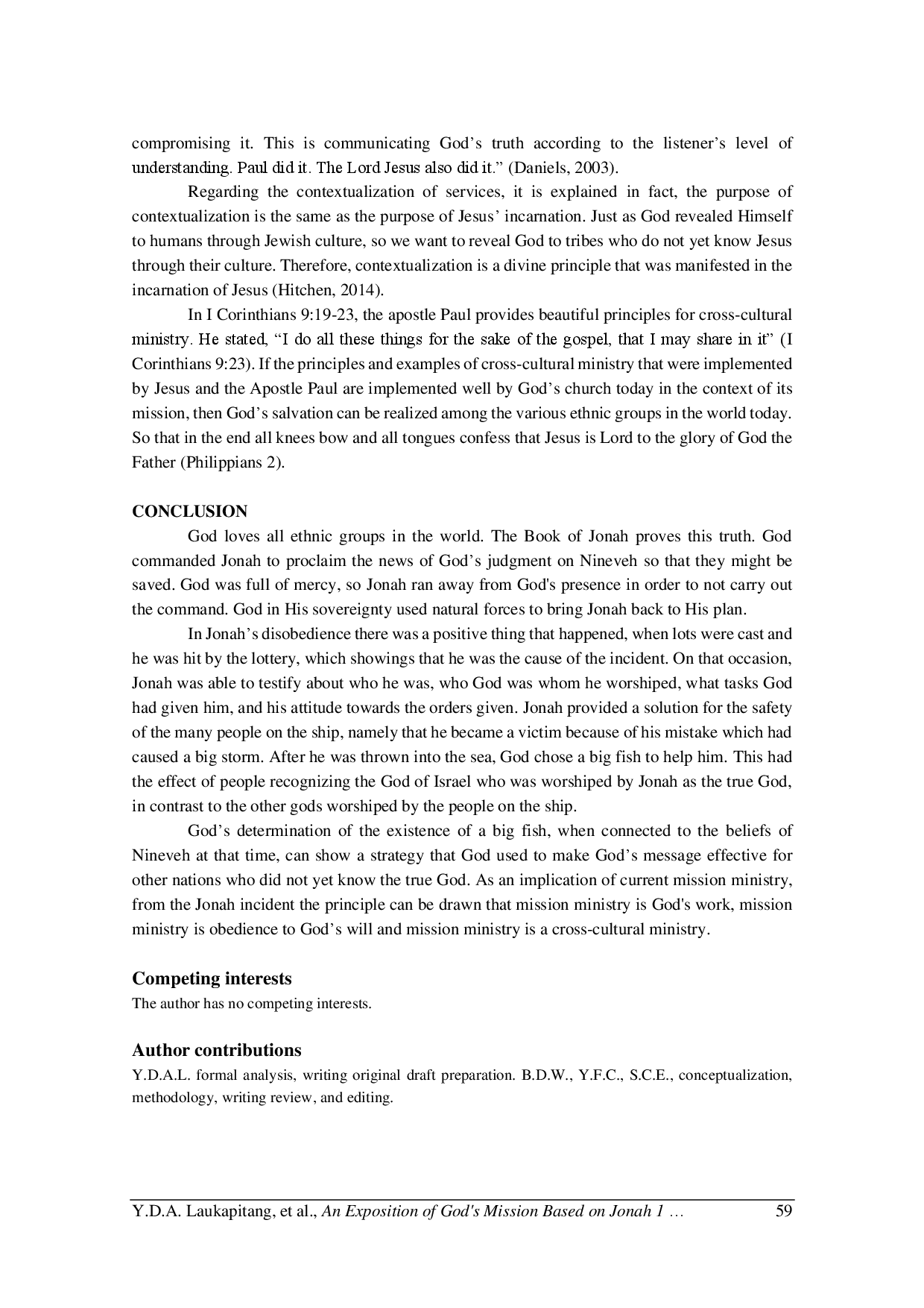juris An Exposition of God s Mission Based on Jonah 1 and its Implications for the Church s Mission Ministry