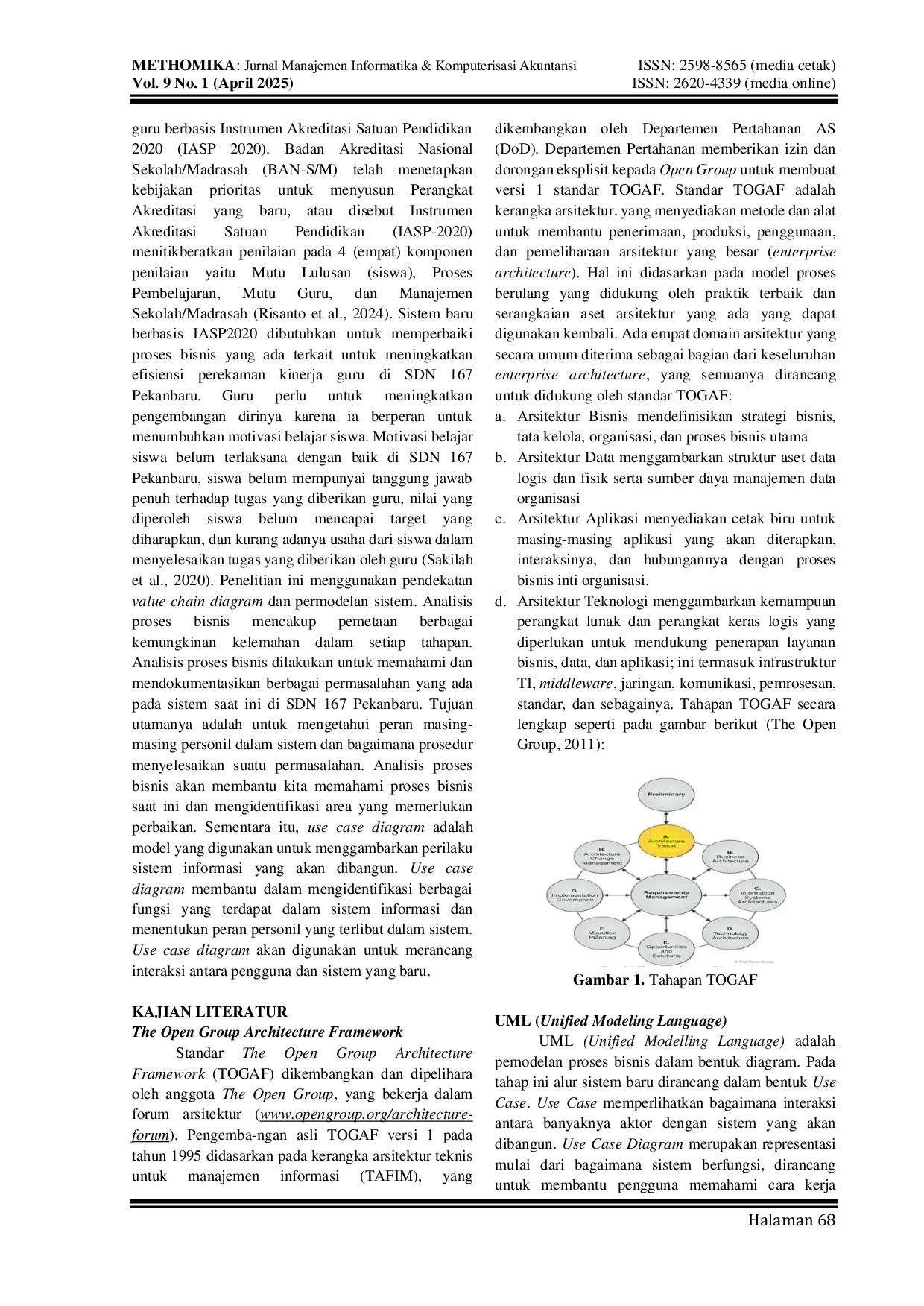 JURIS Arsitektur Sistem Informasi Kinerja Guru Berbasis IASP2020 dengan Metode Togaf Framework