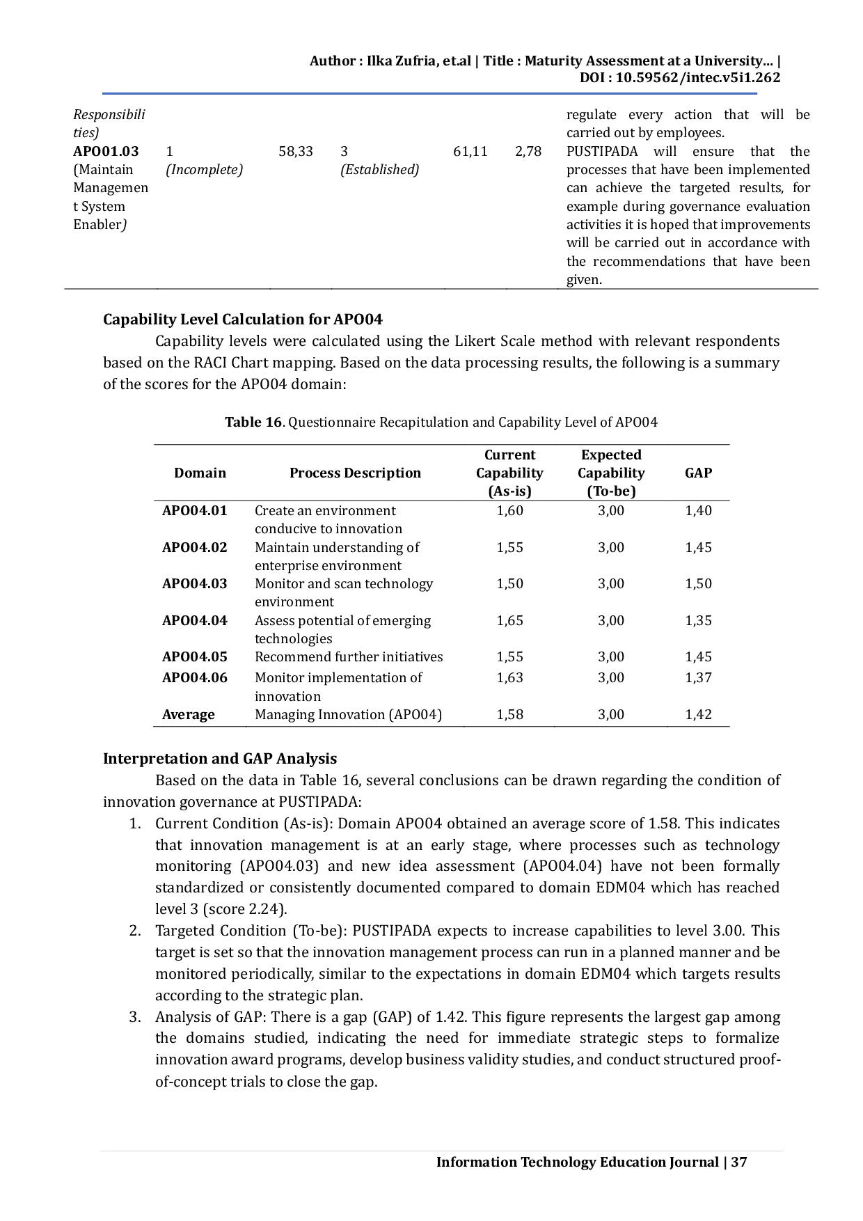 JURIS Maturity Assessment at a University IT Center Using COBIT 2019 EDM and APO Domains