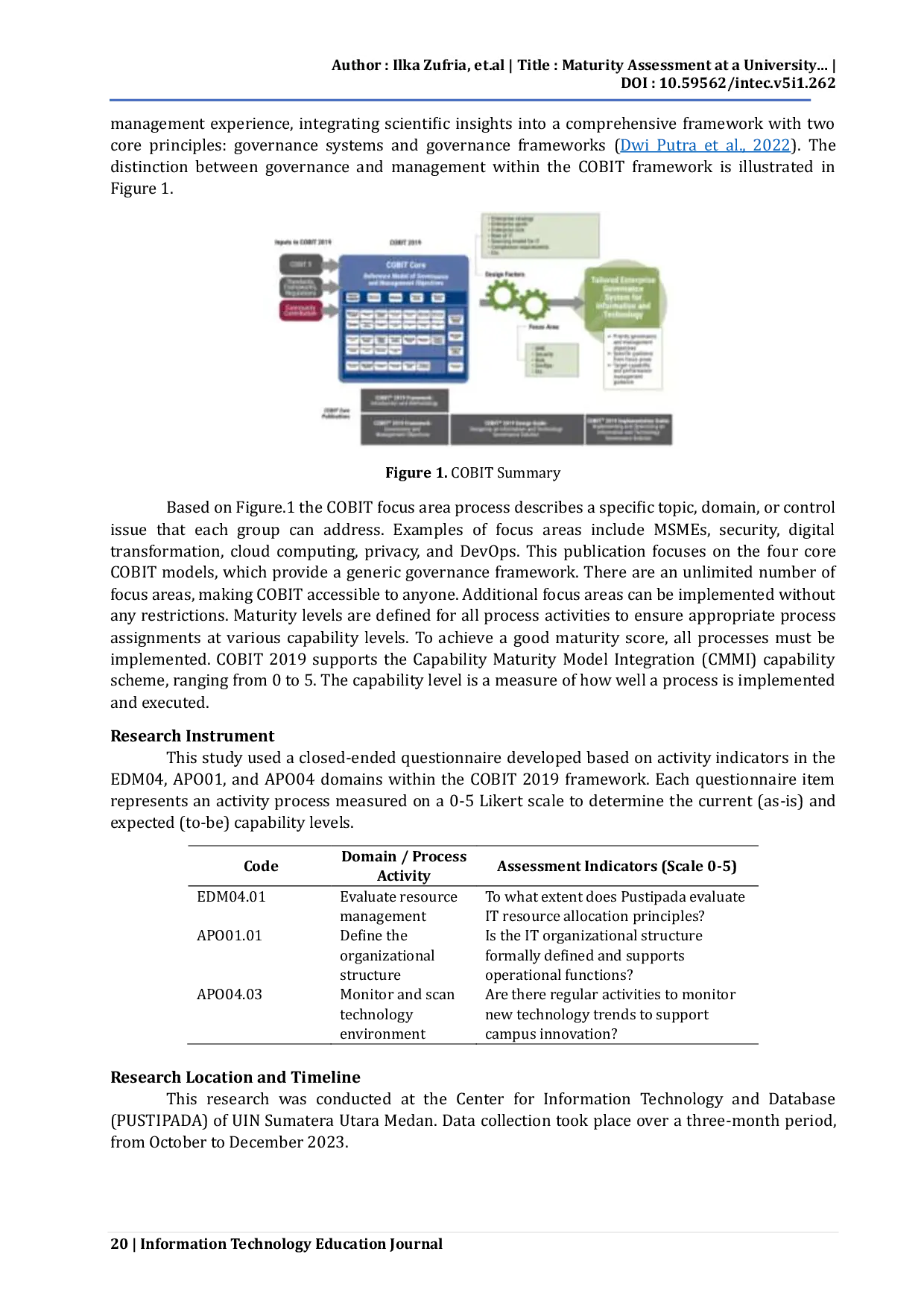 JURIS Maturity Assessment at a University IT Center Using COBIT 2019 EDM and APO Domains