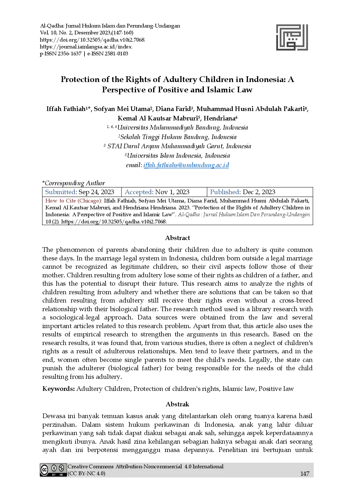 juris Protection of the Rights of Adultery Children in Indonesia A Perspective of Positive and Islamic Law