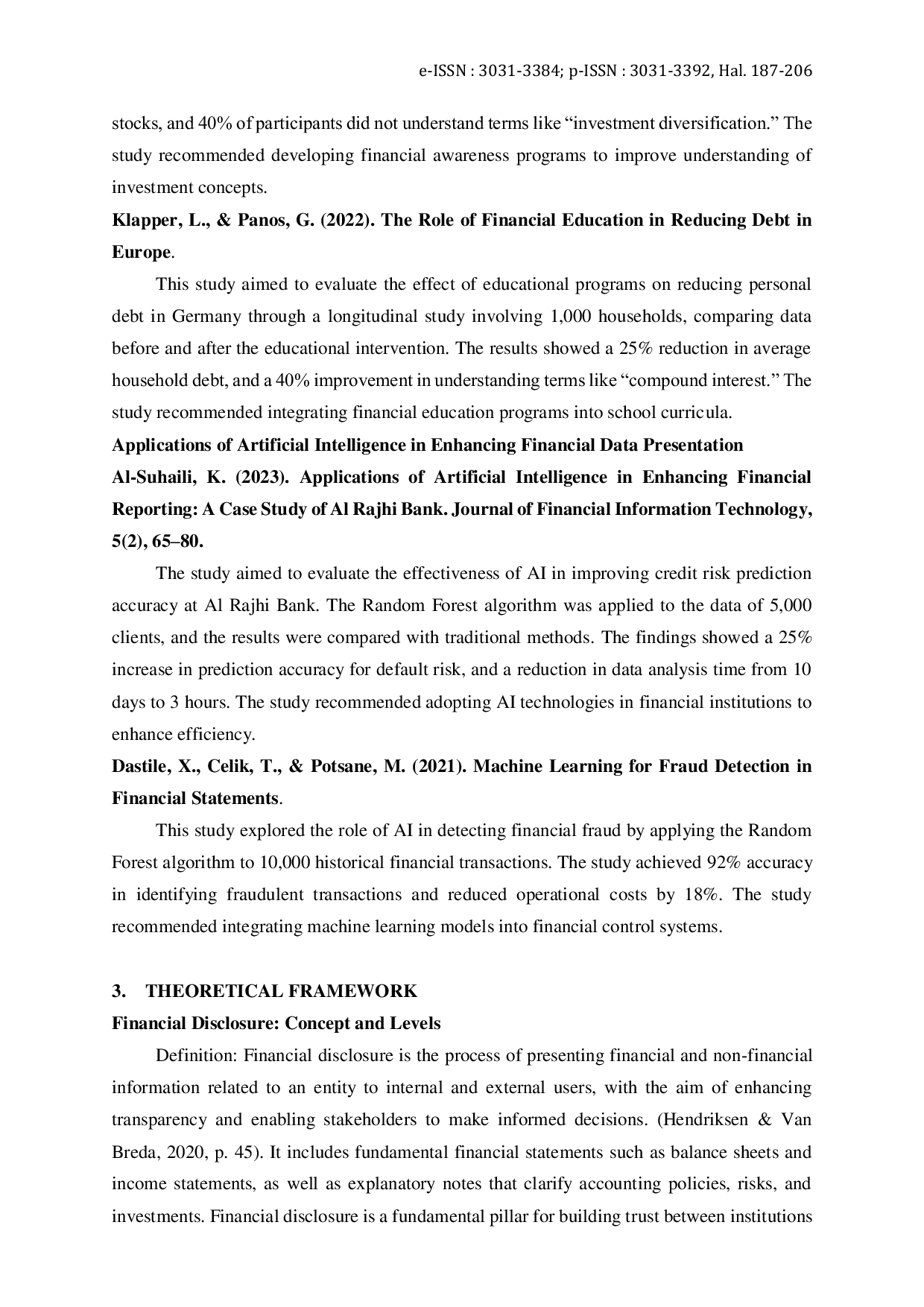 JURIS Levels of Disclosure in Financial Reports According to the Financial Literacy of Their Users and the Mechanism for Determining Them by Artificial Intelligence Techniques