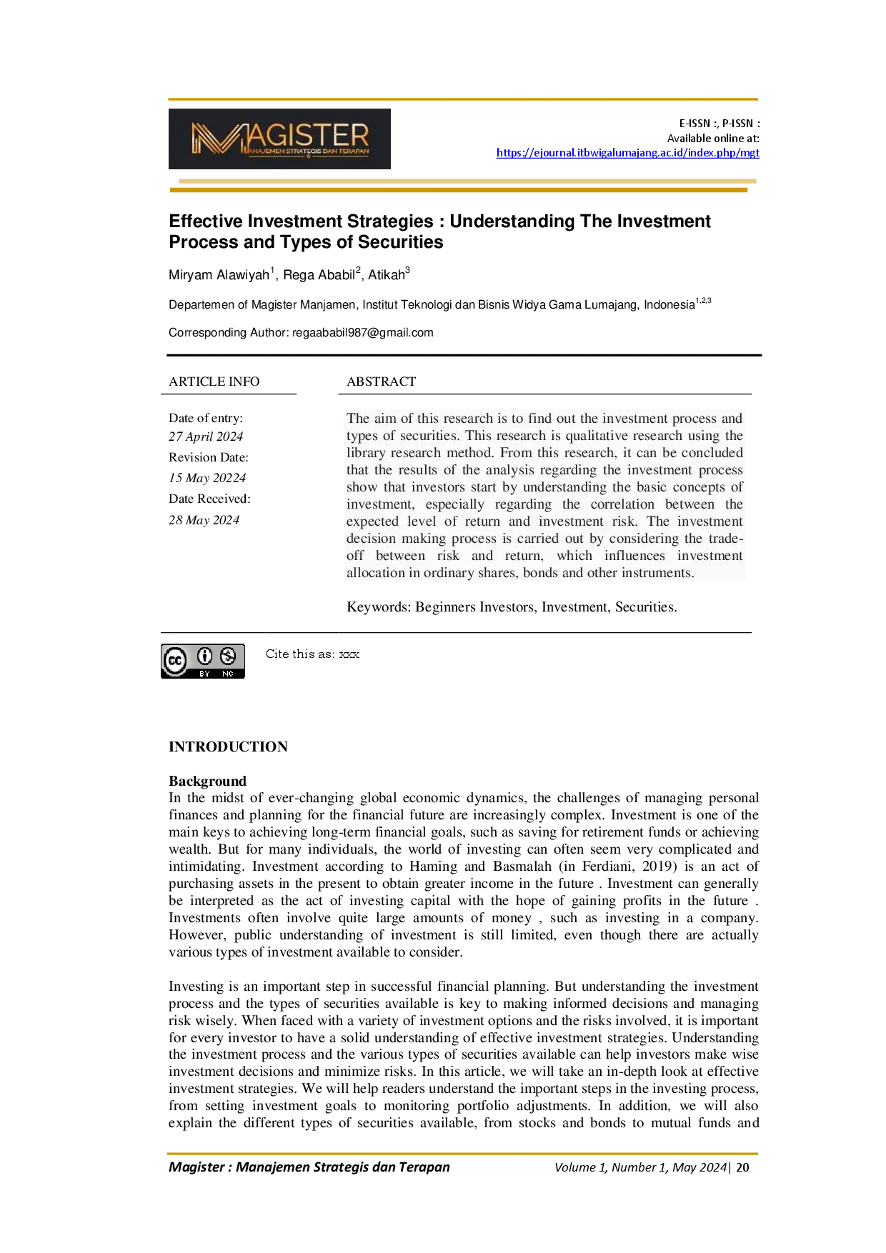juris Effective Investment Strategies Understanding The Investment Process and Types of Securities