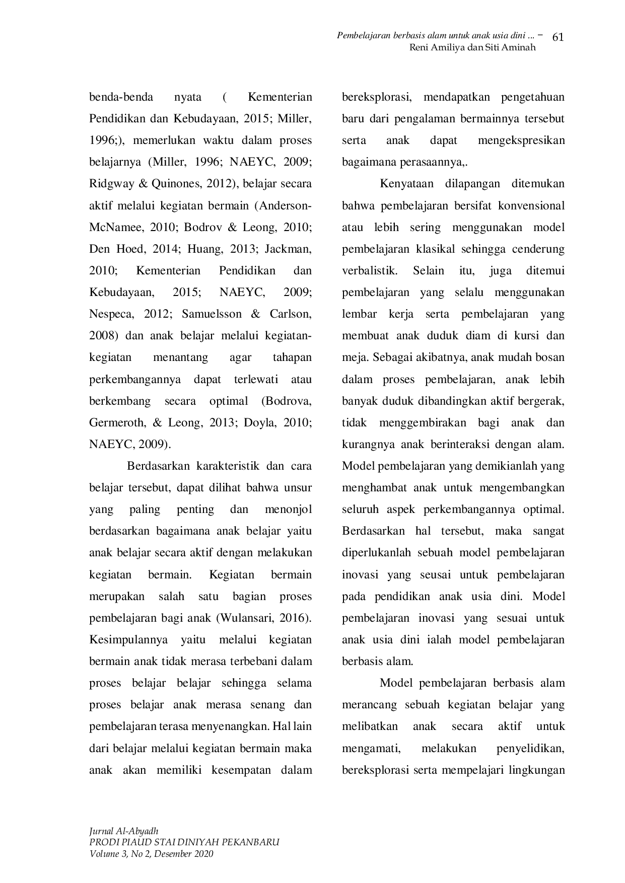 JURIS Pembelajaran Berbasis Alam Untuk Pendidikan Anak Usia Dini