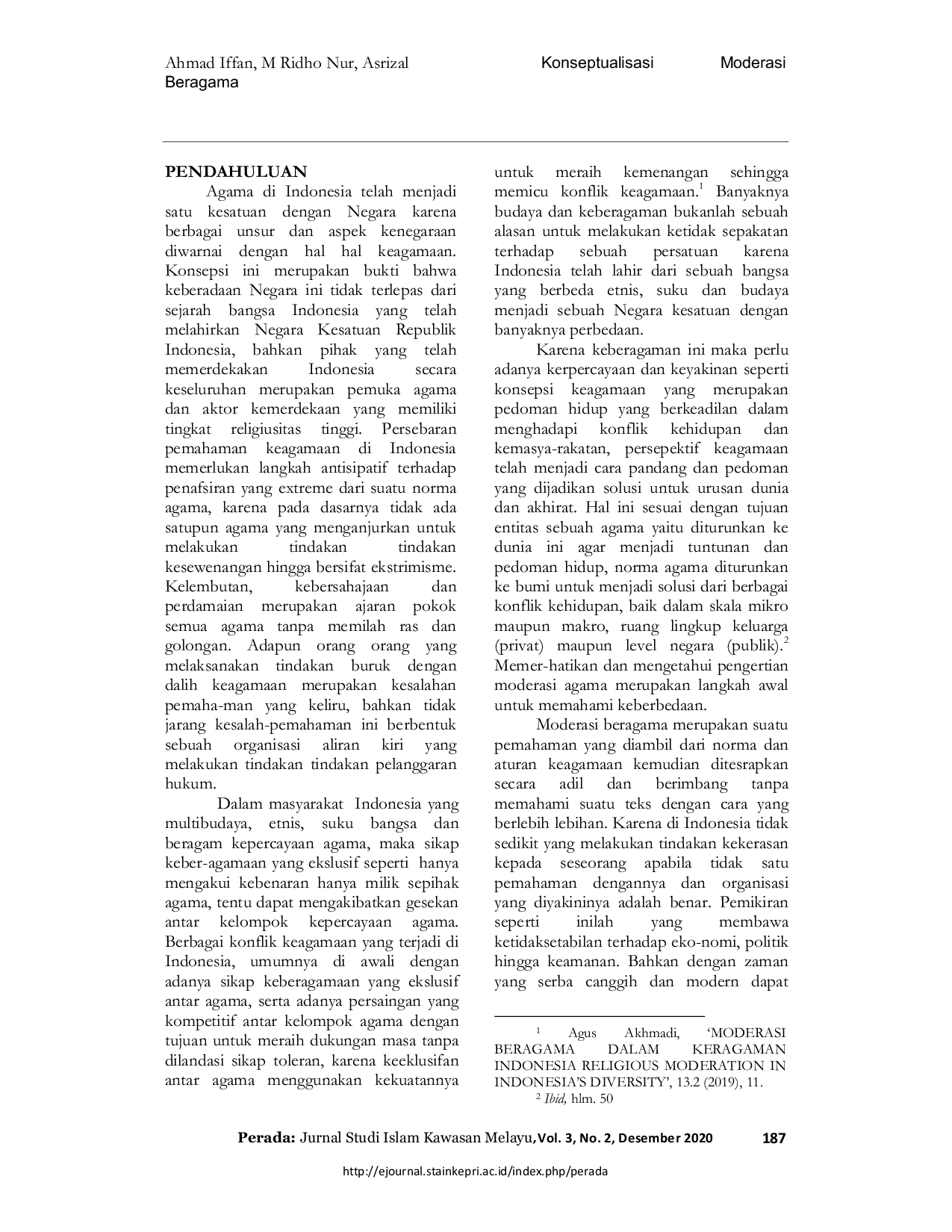 JURIS Konseptualisasi Moderasi Beragama Sebagai Langkah Preventif Terhadap Penanganan Radikalisme Di Indonesia