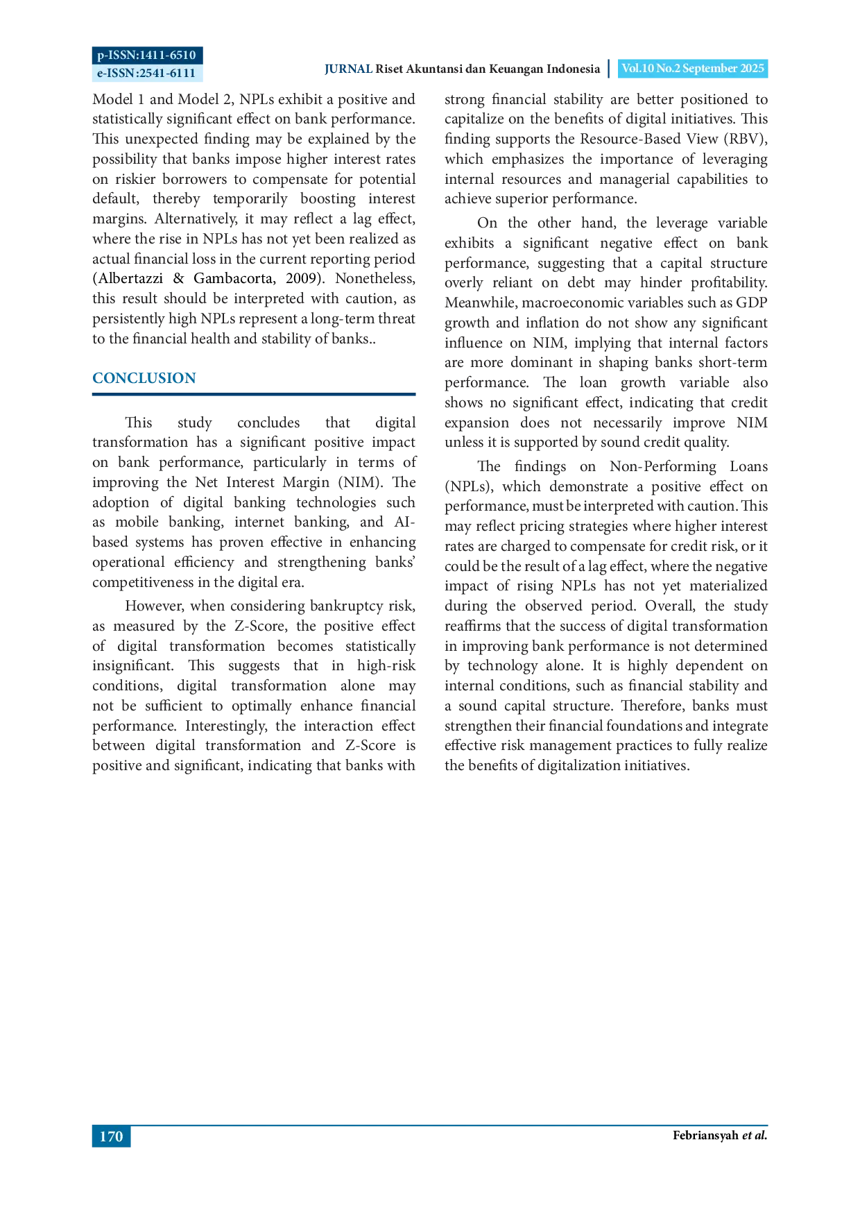 JURIS Digital Transformation and Bank Performance The Moderating Role of Risk in Indonesian Commercial Banks