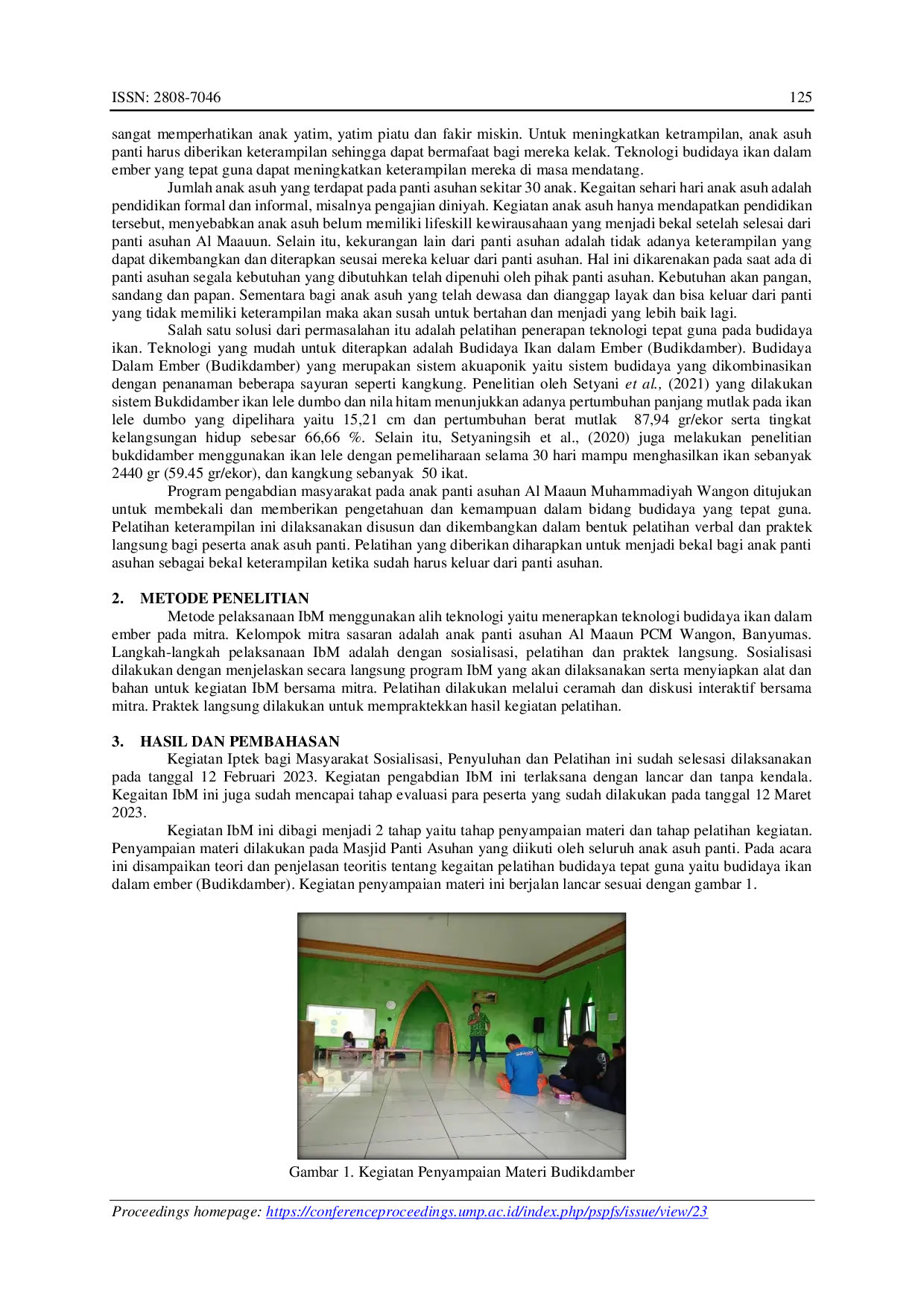 JURIS Pelatihan Budidaya Ikan Tepat Guna Bagi Anak Panti Asuhan Al Maaun PCM Wangon Banyumas