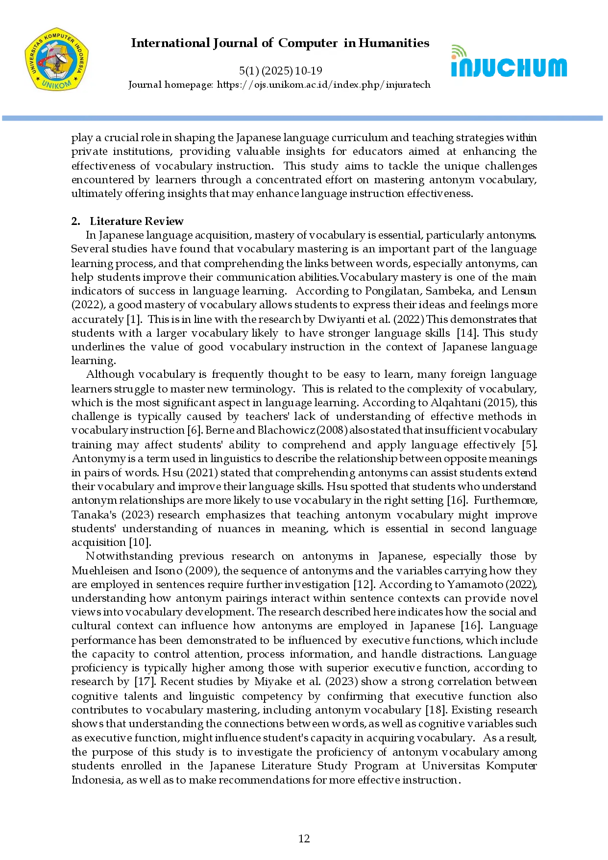 juris Analysis of Japanese Antonym Vocabulary Proficiency in a Private University in Bandung