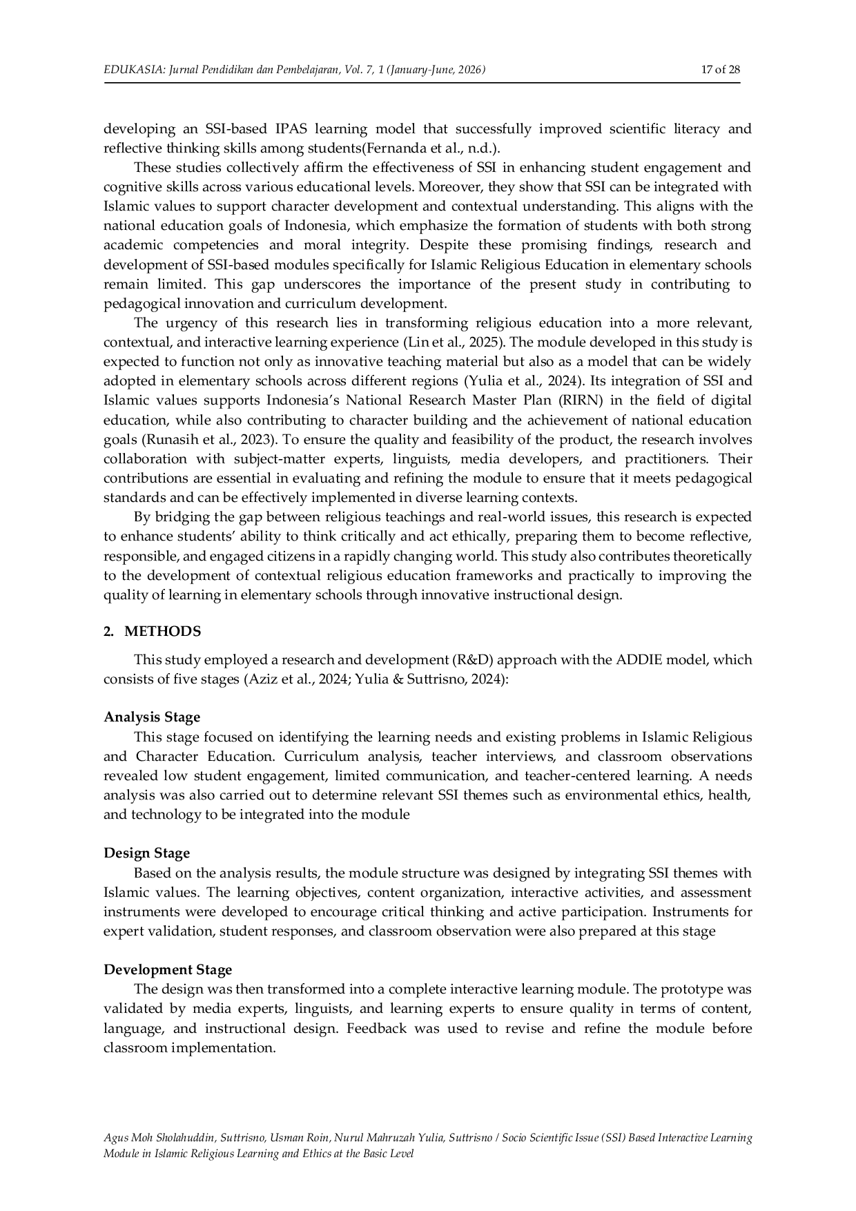JURIS Socio Scientific Issue Based Interactive Learning Module in Islamic Religious Learning and Ethics at the Basic Level