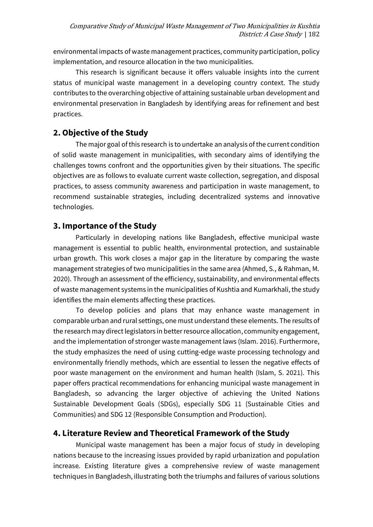 JURIS Comparative Study of Municipal Waste Management of Two Municipalities in Kushtia District A Case Study