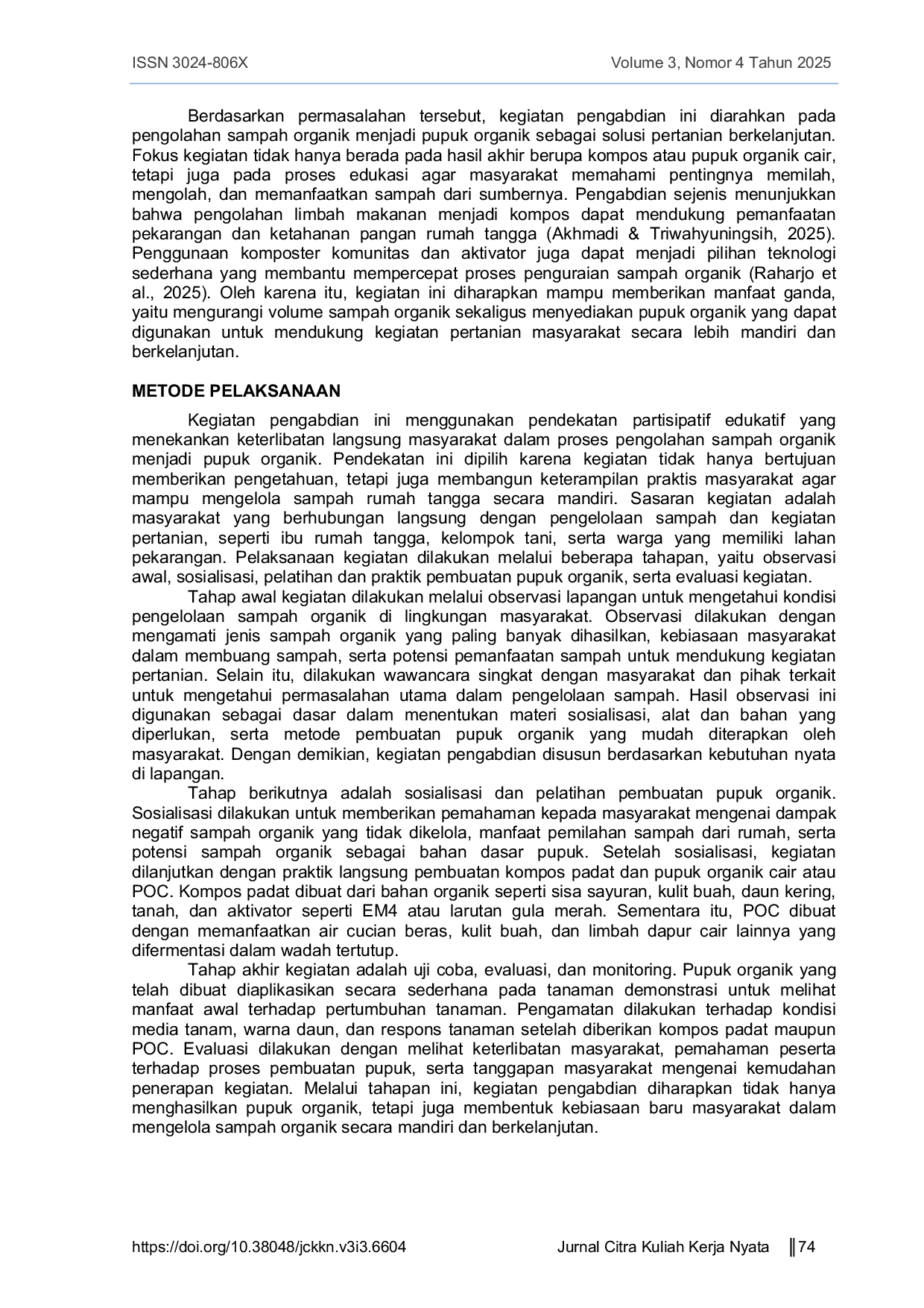 JURIS Pengolahan Sampah Organik Menjadi Pupuk Organik Sebagai Upaya Mendukung Pertanian Berkelanjutan
