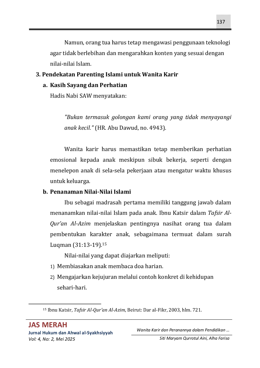 JURIS Wanita Karir Dan Peranannya Dalam Pendidikan Anak Kajian Hukum Keluarga Islam Kontemporer