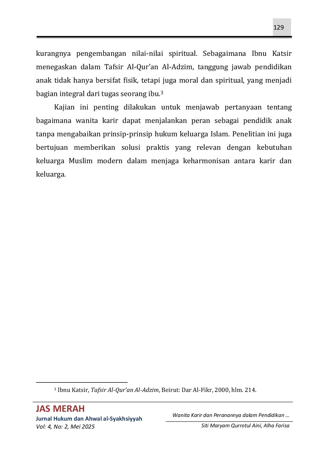 JURIS Wanita Karir Dan Peranannya Dalam Pendidikan Anak Kajian Hukum Keluarga Islam Kontemporer