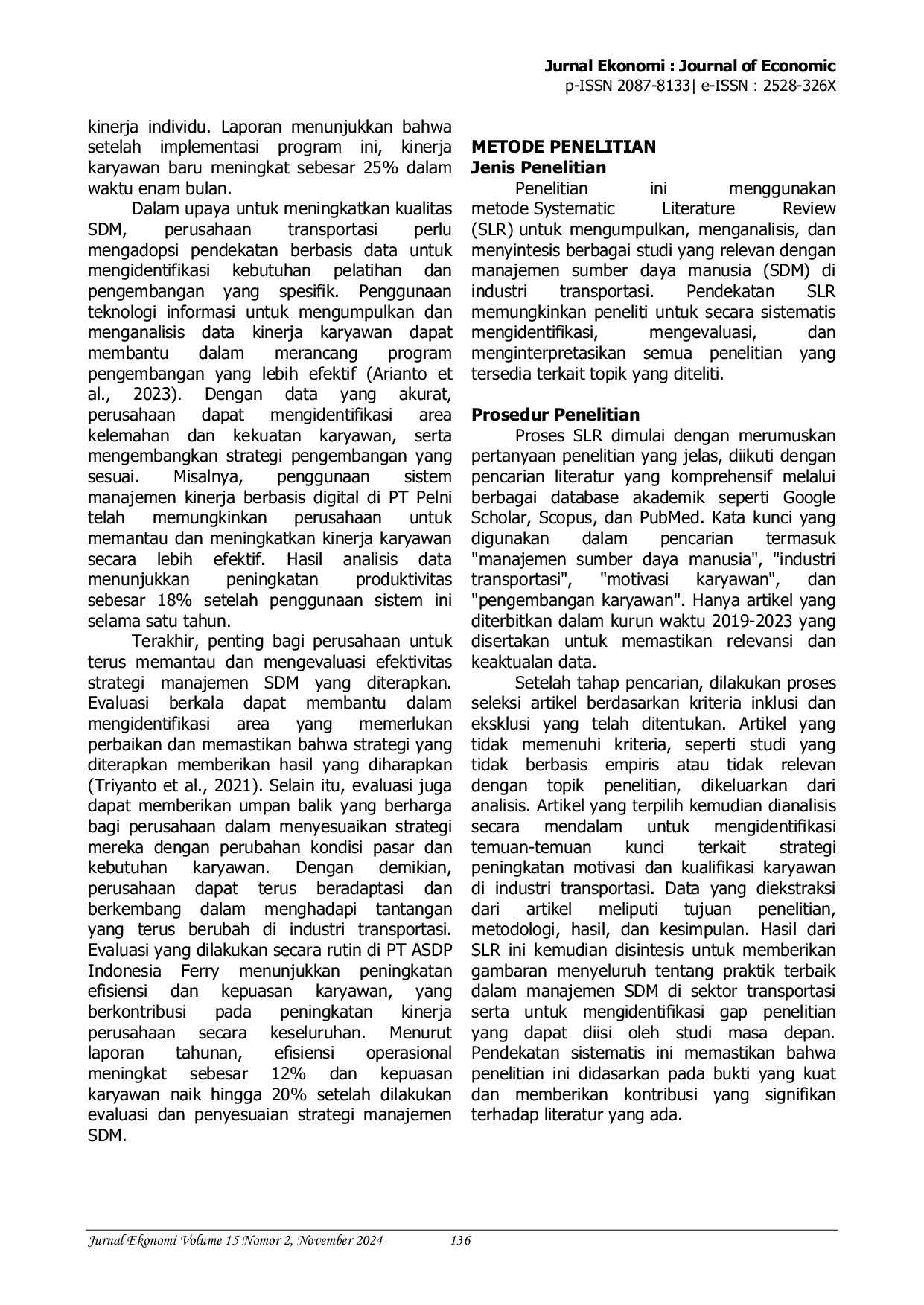 JURIS Strategi Peningkatan Motivasi Dan Kualifikasi Karyawan Dalam Perusahaan Transportasi