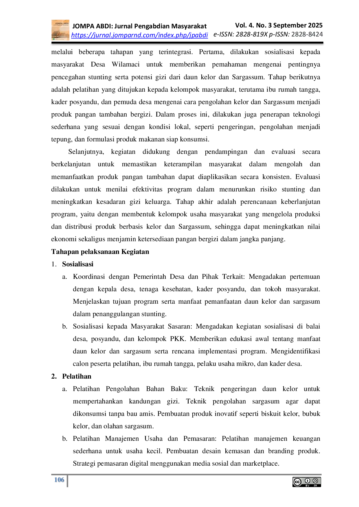 JURIS Inovasi Pemanfaatan Sumber Daya Lokal Dalam Penanggulangan Stunting Melalui Pengolahan Daun Kelor dan Sargassum Sebagai Pangan Tambahan