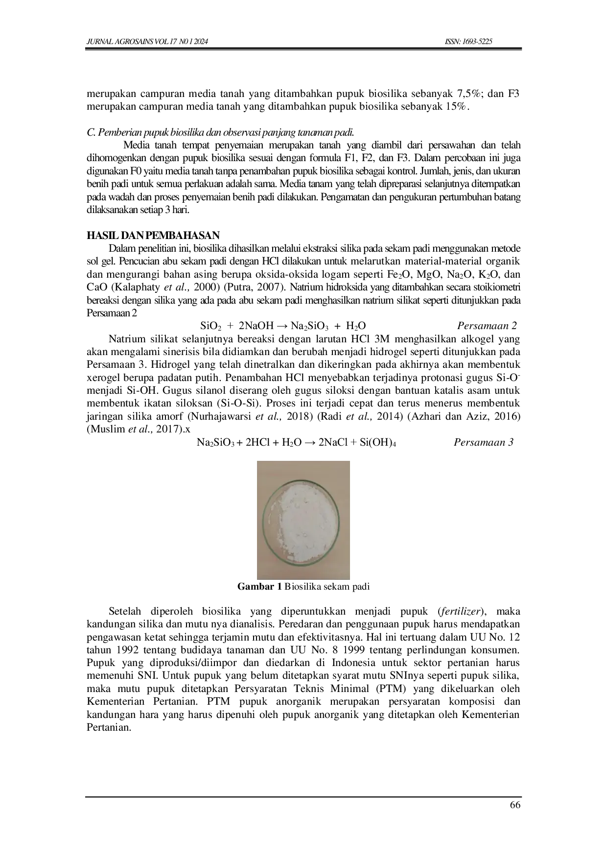 JURIS DARI PADI UNTUK PADI Pupuk Biosilika dari Limbah Sekam Padi untuk Pertumbuhan Padi