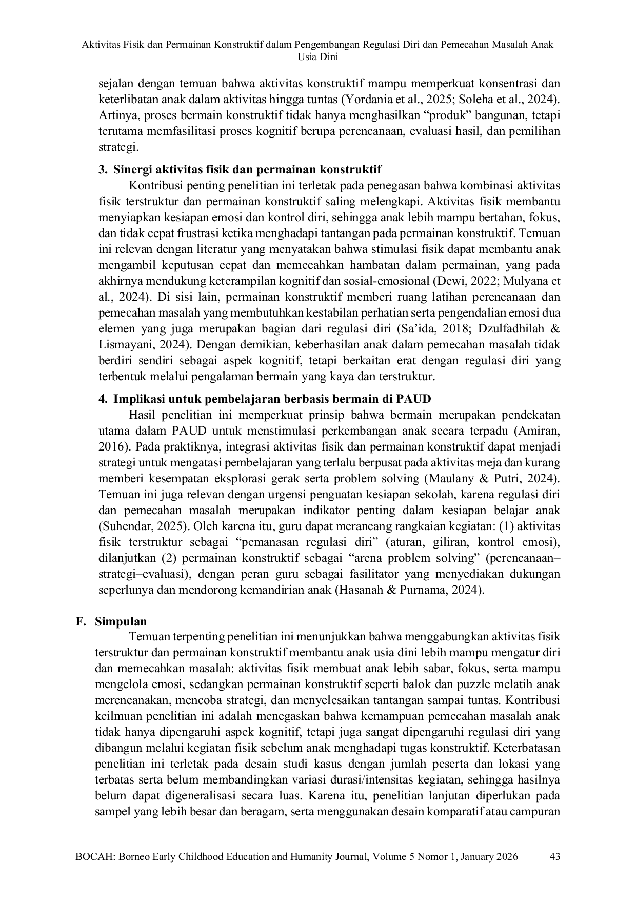 JURIS Aktivitas Fisik dan Permainan Konstruktif dalam Pengembangan Regulasi Diri dan Pemecahan Masalah Anak Usia Dini