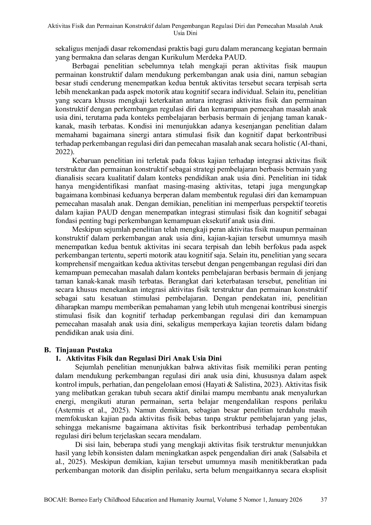 JURIS Aktivitas Fisik dan Permainan Konstruktif dalam Pengembangan Regulasi Diri dan Pemecahan Masalah Anak Usia Dini