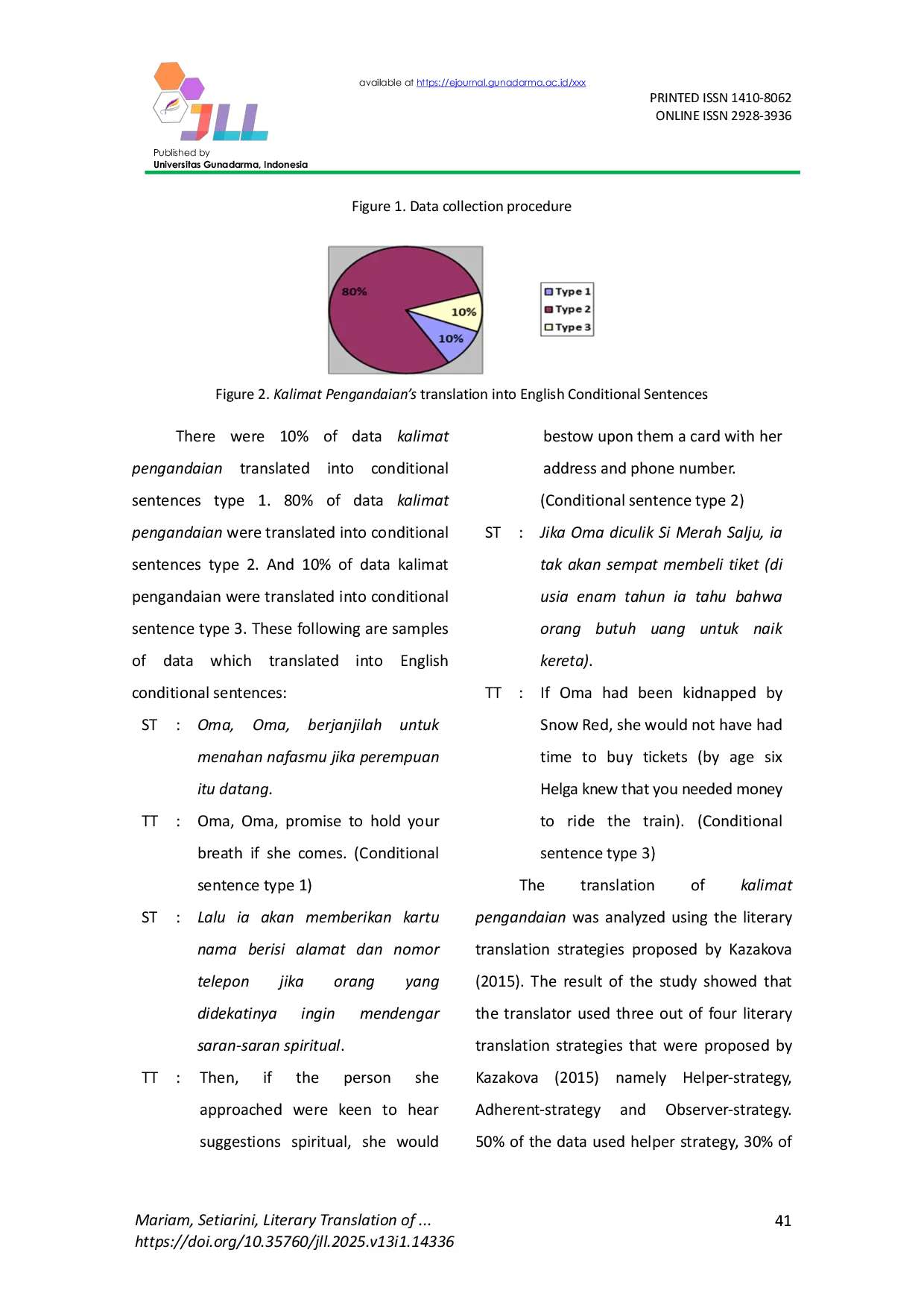 JURIS Literary Translation of Conditional Sentences in Spinner of the Darkness Other Tales Short Stories