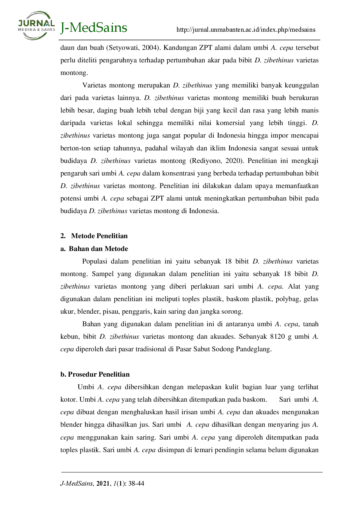 juris Efectivitas Sari Umbi Bawang Merah Terhadap Pertumbuhan Akar Bibit Durian Varietas Montong