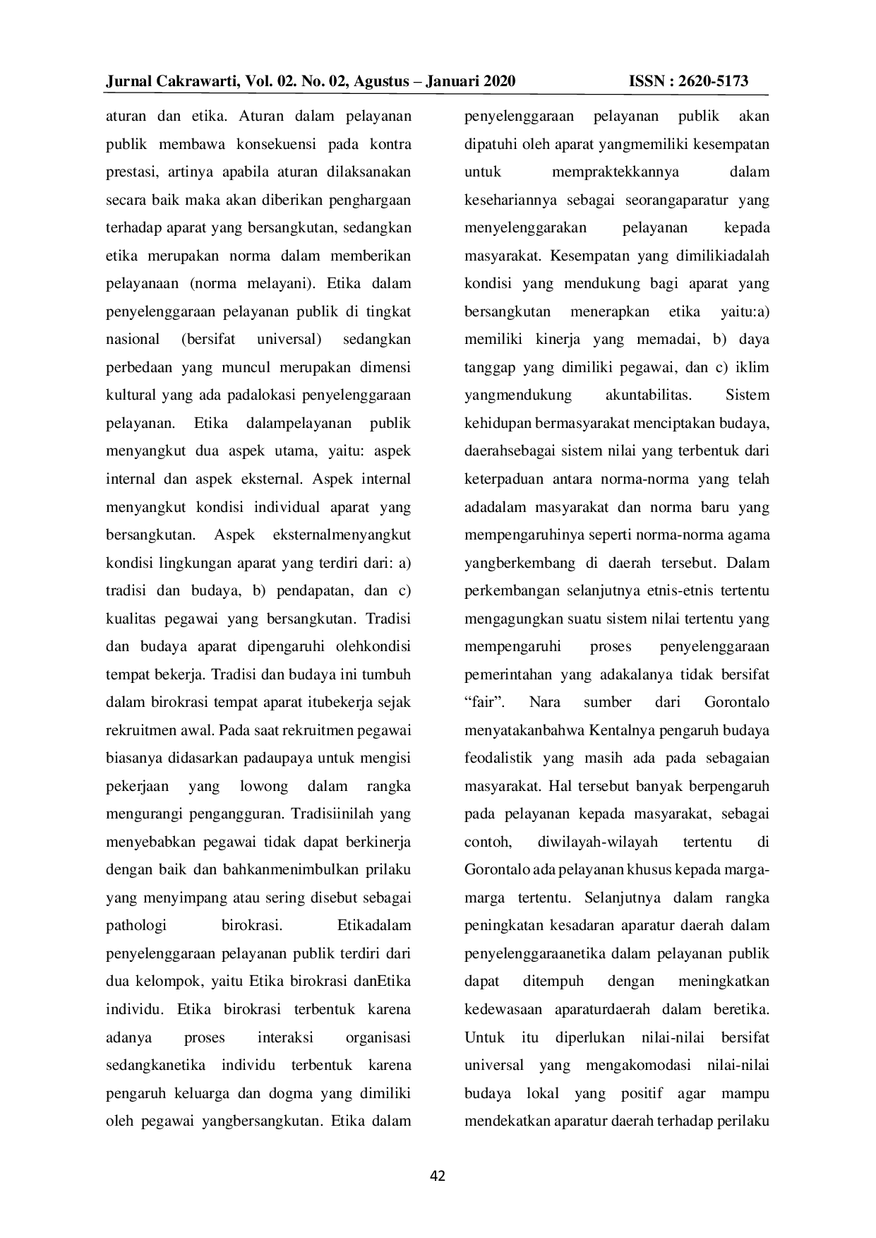 JURIS Perwujudan Dan Implementasi Etika Dalam Pelayanan Publik Di Era Otonomi Daerah