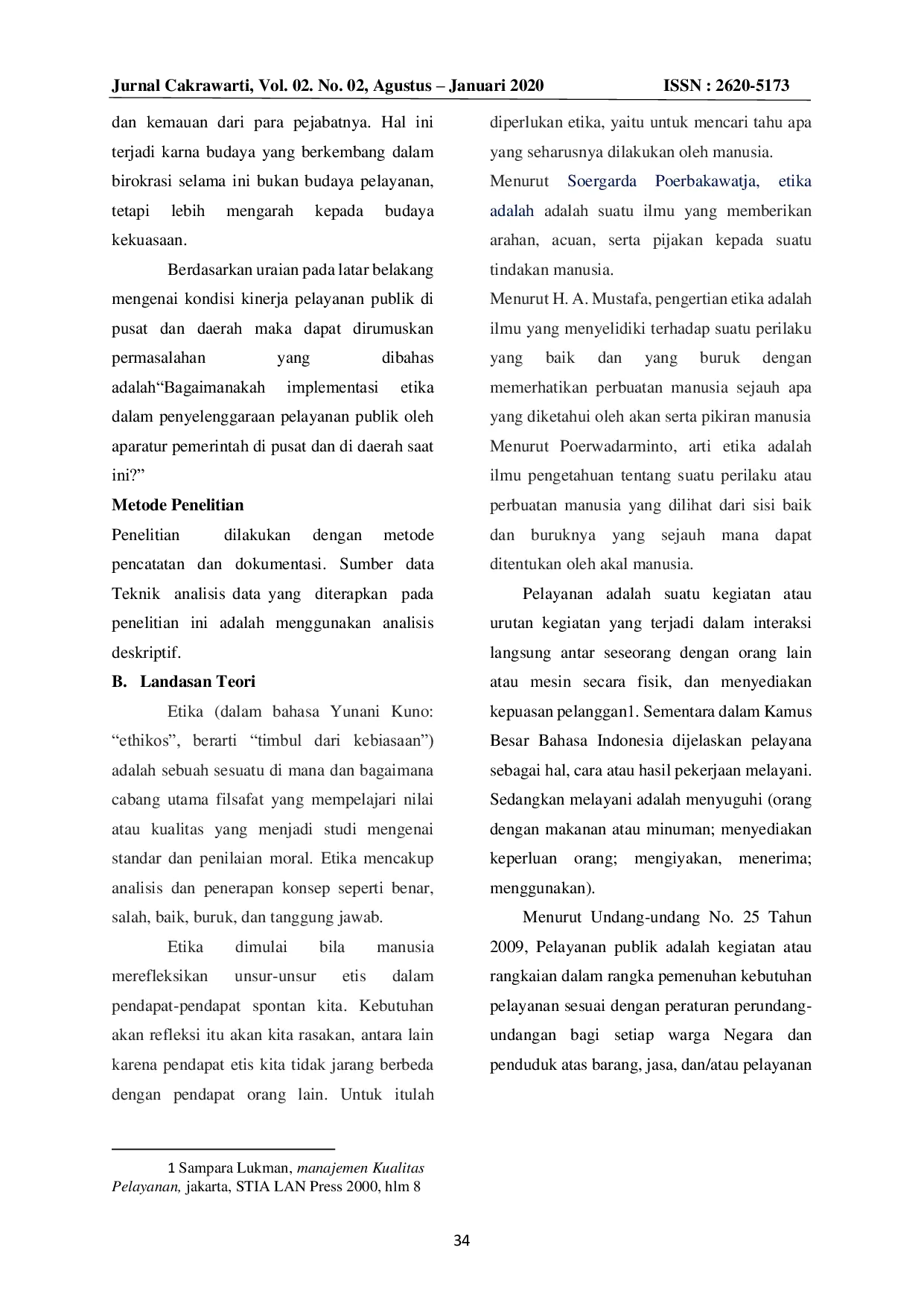 JURIS Perwujudan Dan Implementasi Etika Dalam Pelayanan Publik Di Era Otonomi Daerah