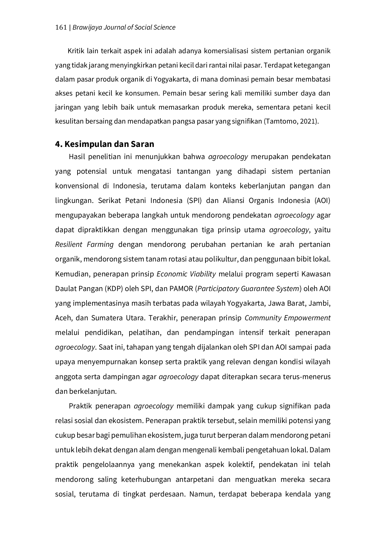 JURIS Agroecology sebagai Alternatif Keberlanjutan Pangan dan Ekologi Pengalaman Serikat Petani Indonesia SPI dan Aliansi Organisasi Indonesia AOI