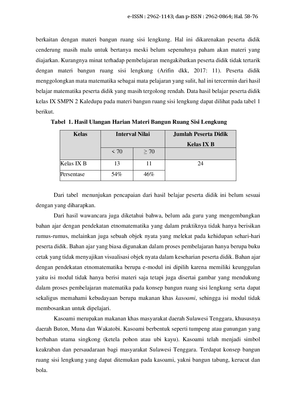 juris Pengembangan Bahan Ajar dengan Pendekatan Etnomatematika pada Materi Bangun Ruang Sisi Lengkung