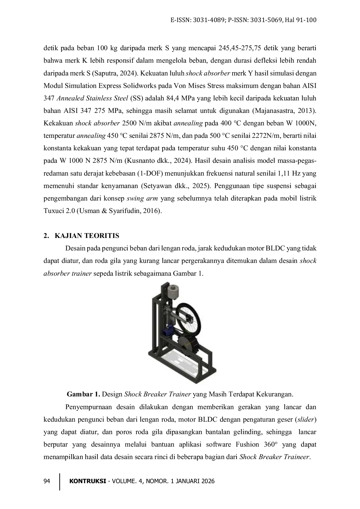 JURIS Penyempurnaan Desain dan Pembuatan Shock Breaker Belakang Tipe Pegas Sepeda Listrik