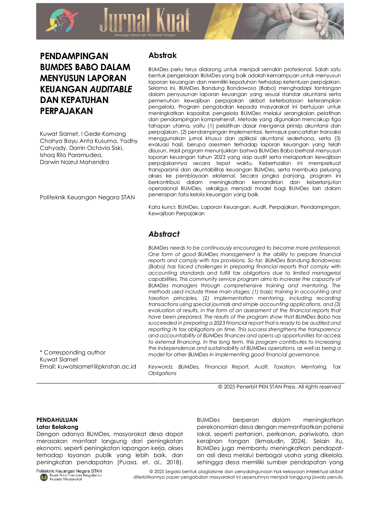 JURIS Pendampingan BUMDes Babo dalam Menyusun Laporan Keuangan Auditable dan Kepatuhan Perpajakan