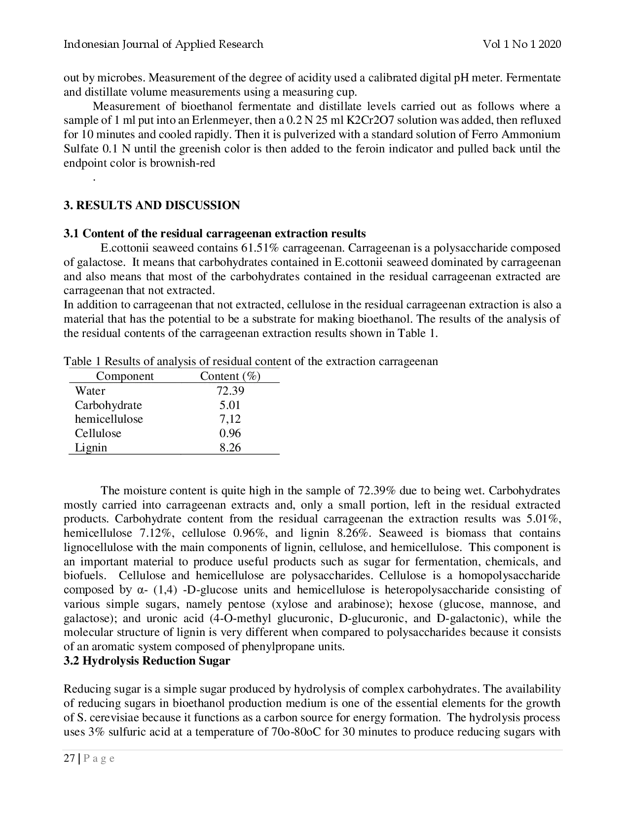 juris Utilization of Residual Carrageenan Extract from Eucheuma Cottonii Seaweed Into Bioethanol