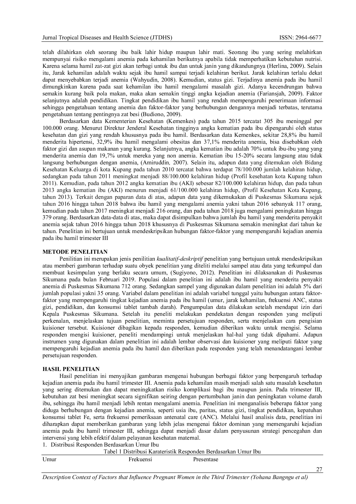 JURIS Description Context of Factors that Influence Pregnant Women in the Third Trimester