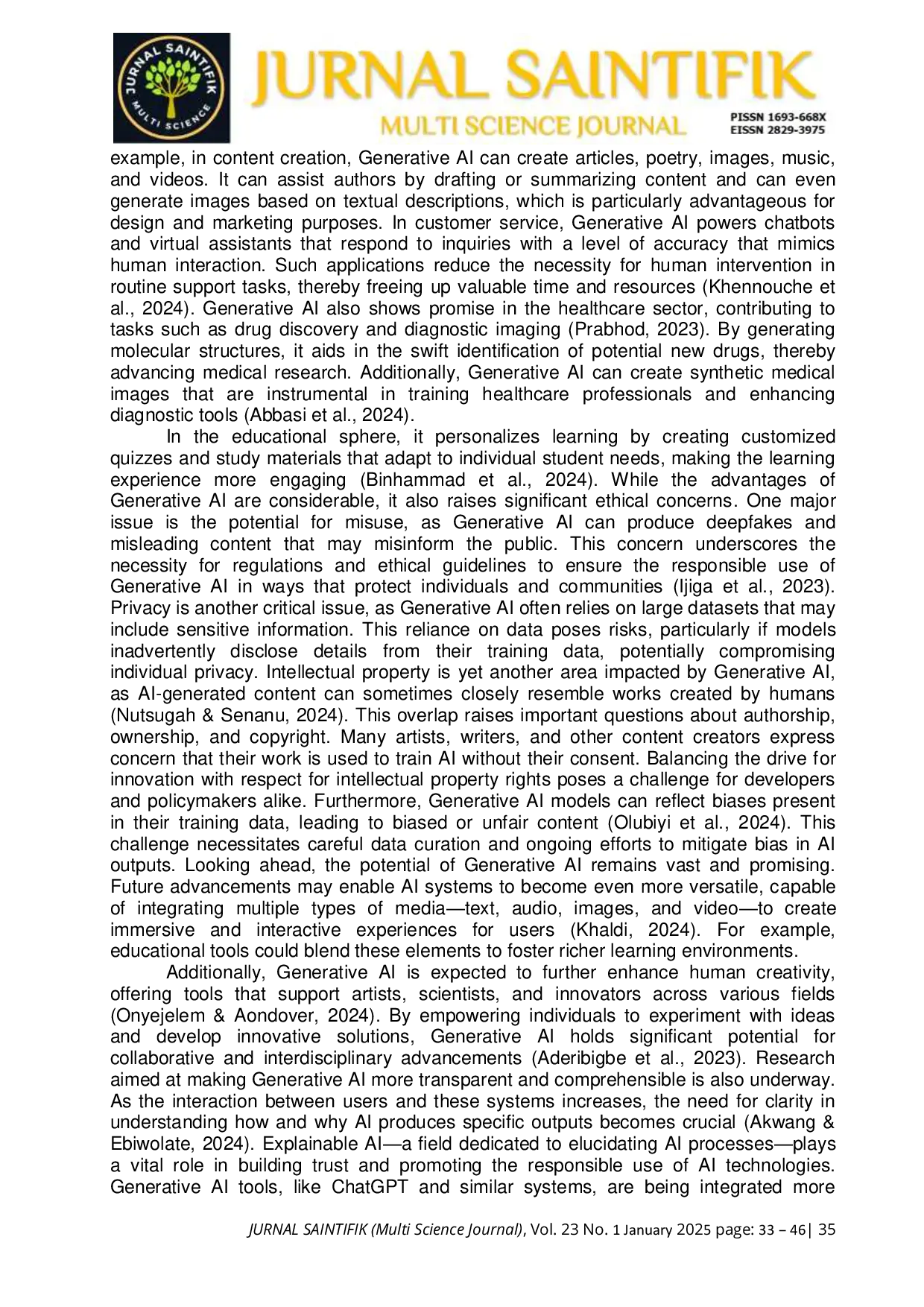JURIS Accessibility And Usability Of Generative AI For Teaching Among Secondary School Chemistry Teachers In Ilorin Metropolis Kwara State