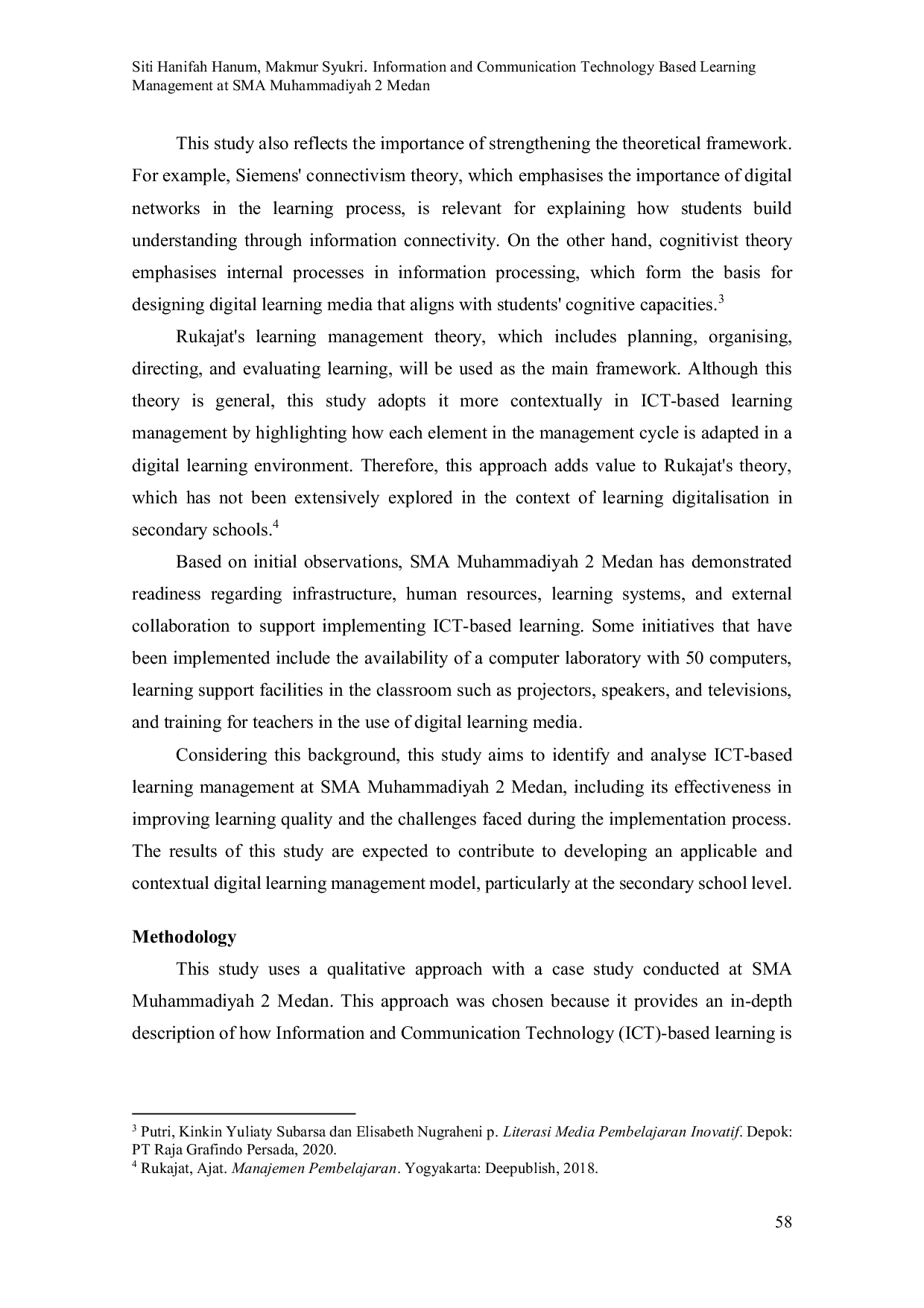 JURIS Information and Communication Technology Based Learning Management at SMA Muhammadiyah 2 Medan