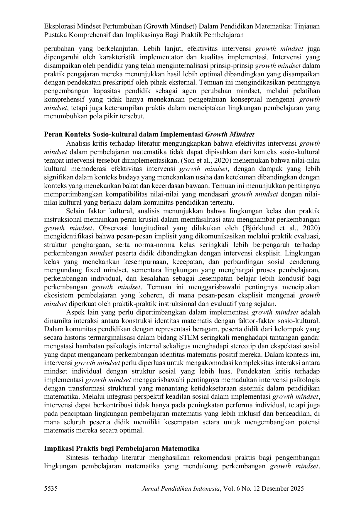 JURIS Eksplorasi Mindset Pertumbuhan Growth Mindset Dalam Pendidikan Matematika Tinjauan Pustaka Komprehensif dan Implikasinya Bagi Praktik Pembelajaran