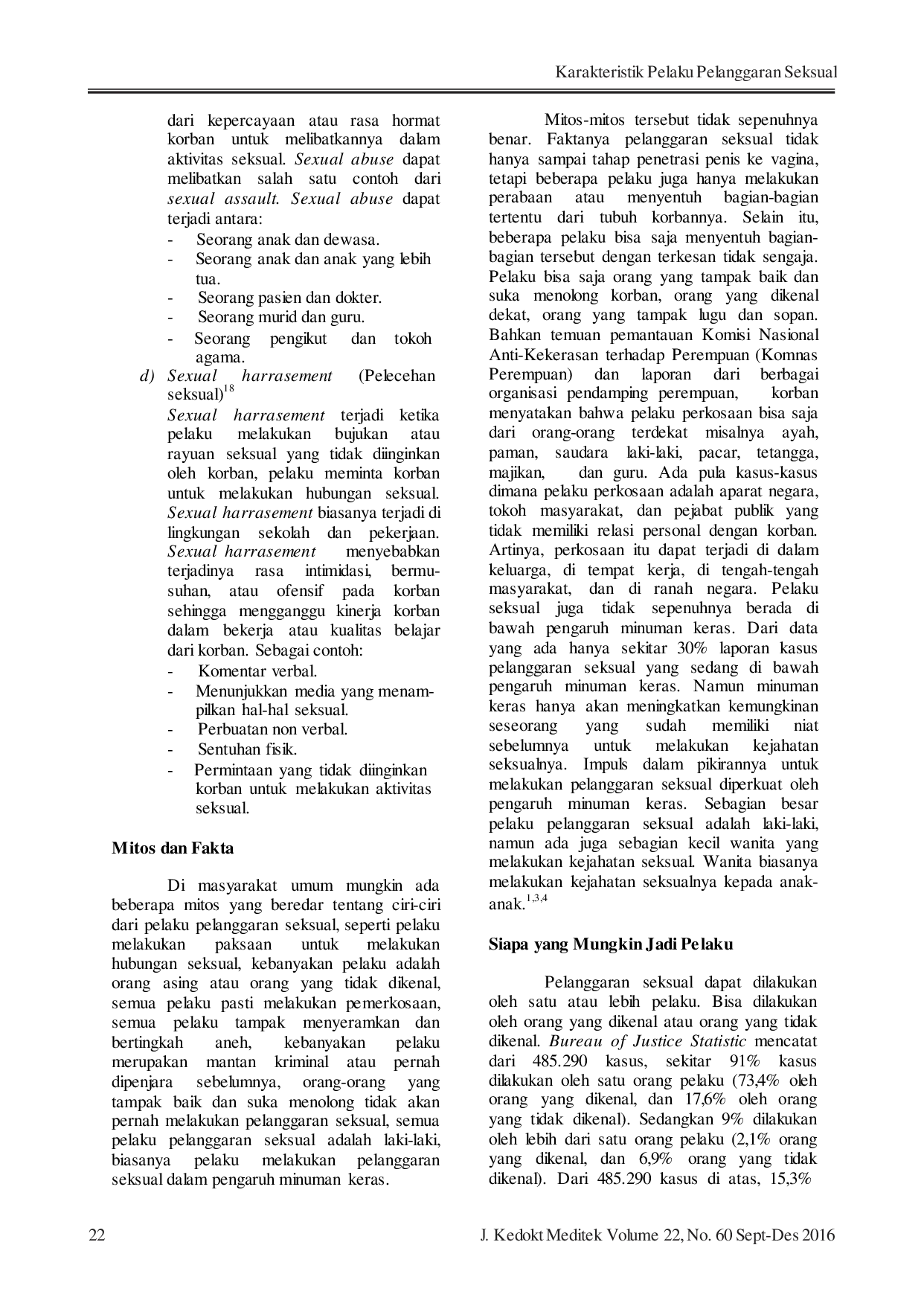 JURIS Karakteristik Pelaku Pelanggaran Seksual