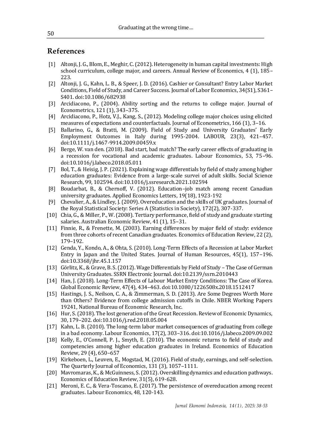 JURIS Graduating at the Wrong Time Labor Market Outcomes of College Graduates During Economic Contractions