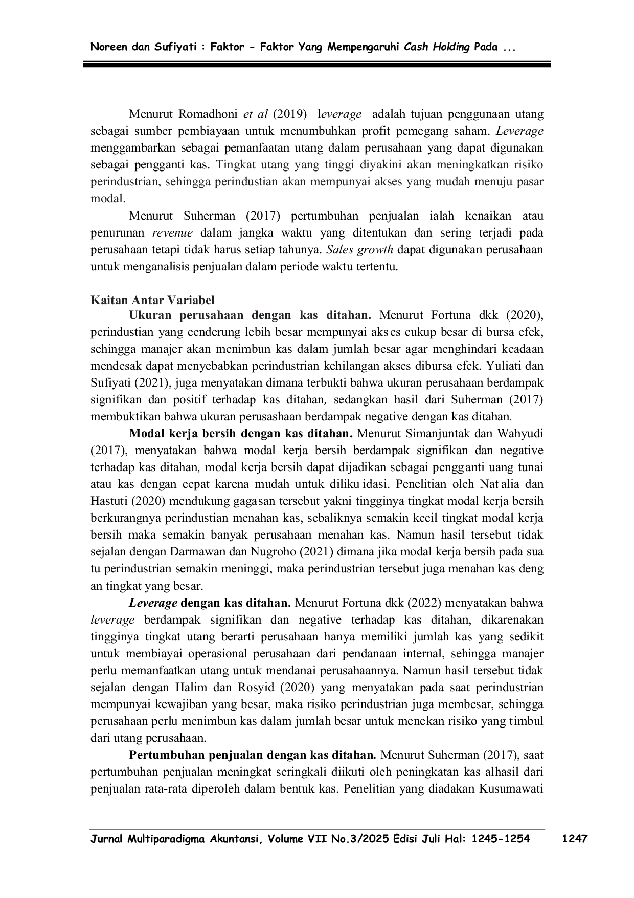 JURIS Faktor Faktor Yang Mempengaruhi Cash Holding Pada Perusahaan Konsumen Non Primer