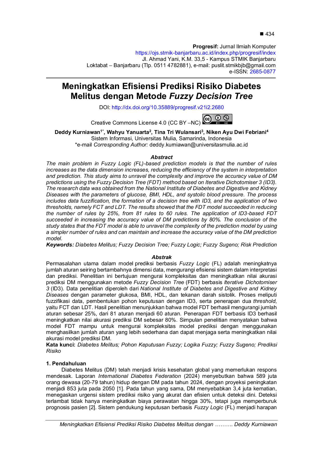 JURIS Meningkatkan Efisiensi Prediksi Risiko Diabetes Melitus dengan Metode Fuzzy Decision Tree