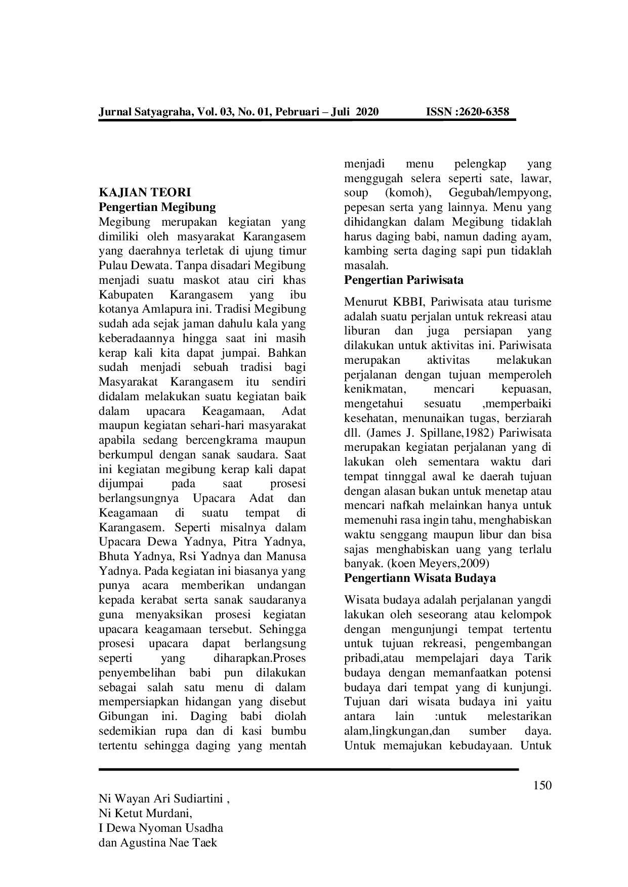 JURIS Kontribusi Wisata Budaya Megibung Terhadap Pengembangan Pariwisata Desa Adat Asak