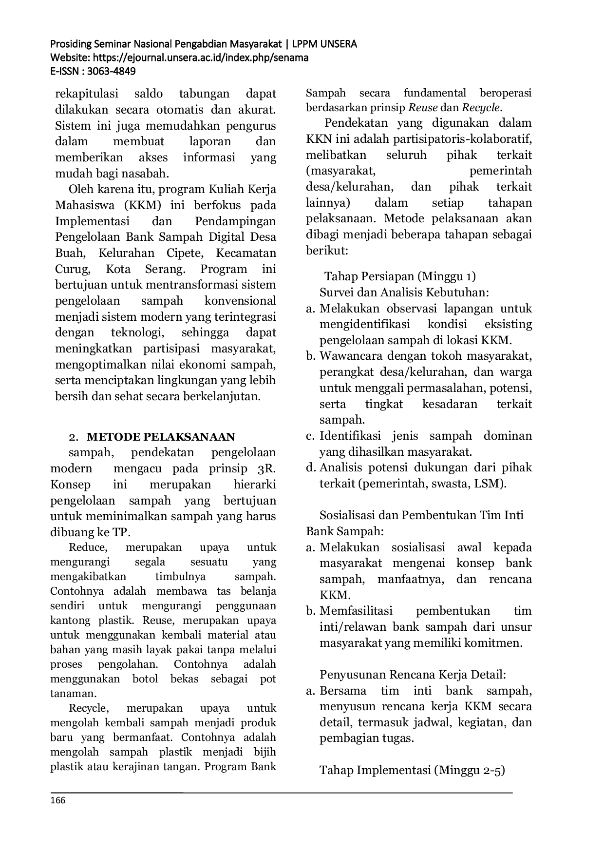 JURIS Pengelolaan Bank Sampah Melalui Digitalisasi untuk Peningkatan Ekonomi Masyarakat di Desa Buah Kelurahan Cipete Curug Kota Serang