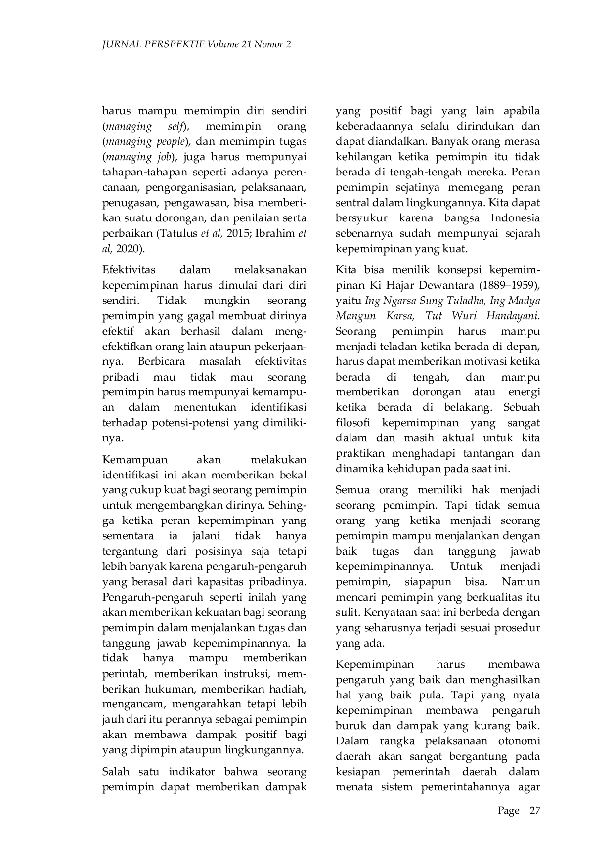 JURIS Pengaruh Kepemimpinan Terhadap Kinerja Aparatur Sipil Negara di Kantor Walikota Sibolga Sumatera Utara Periode 2019 2020